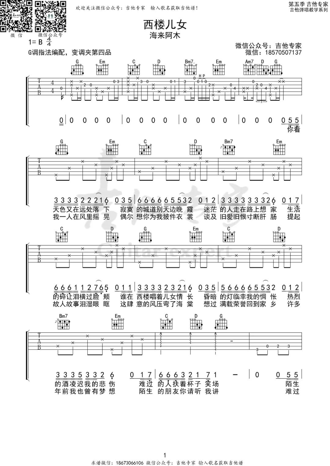 西楼儿女吉他谱1