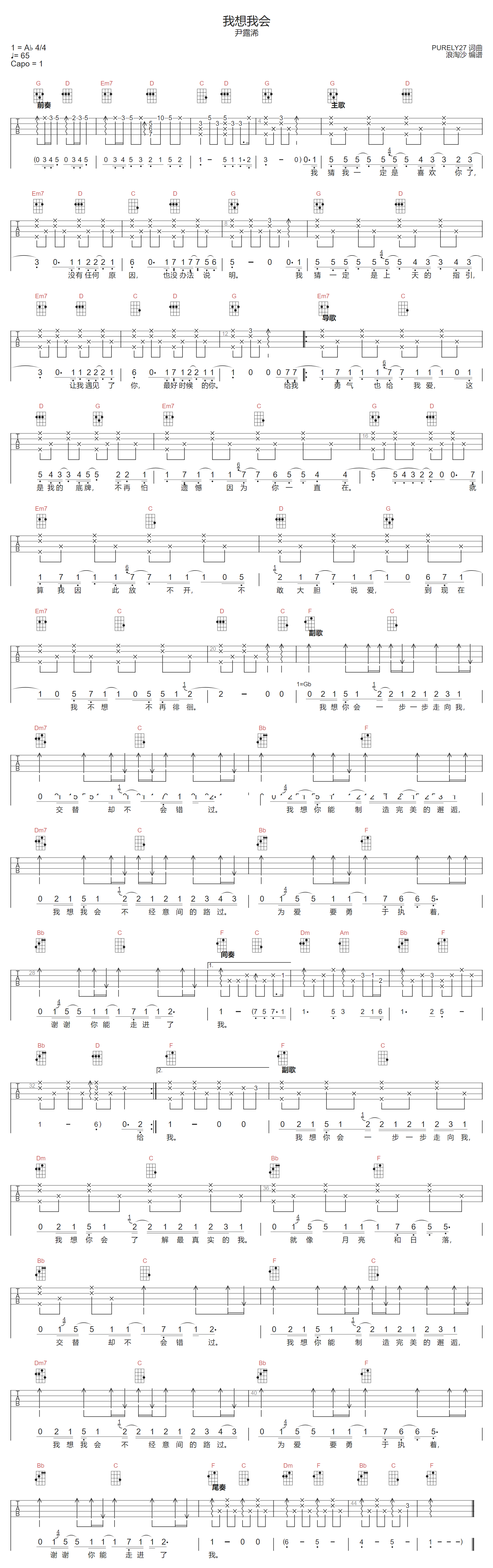 我想我会吉他谱1