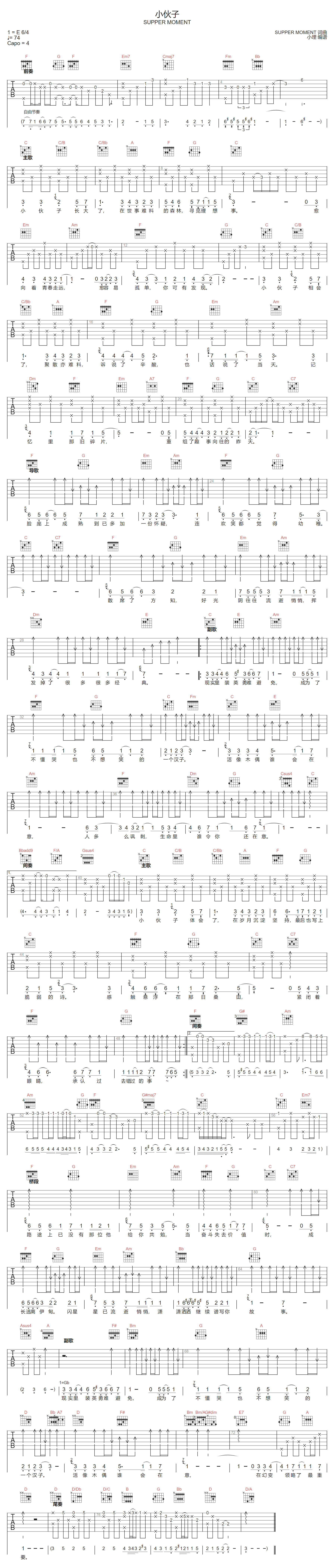 小伙子吉他谱1
