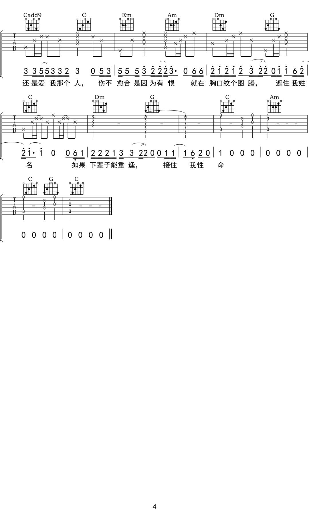 渣吉他谱4