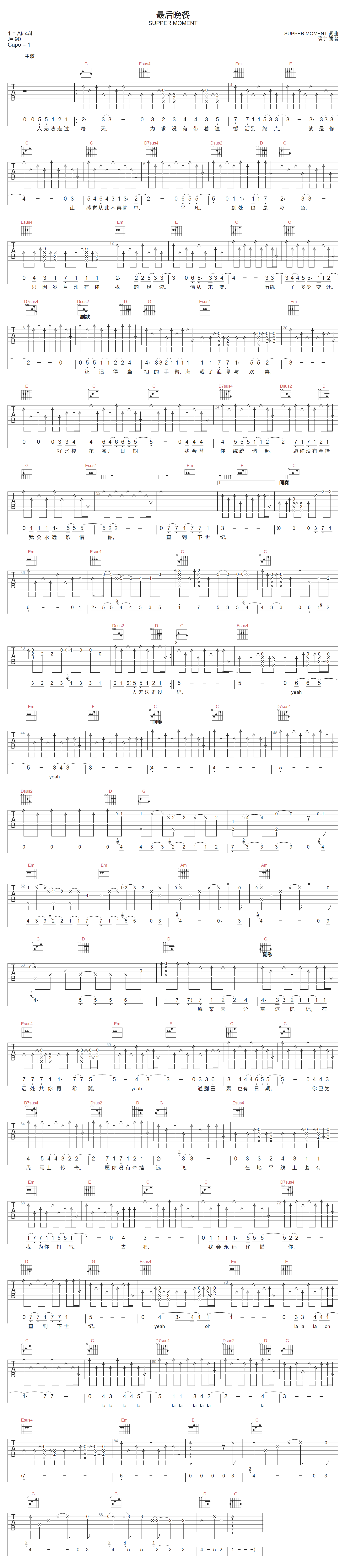 最后晚餐吉他谱1