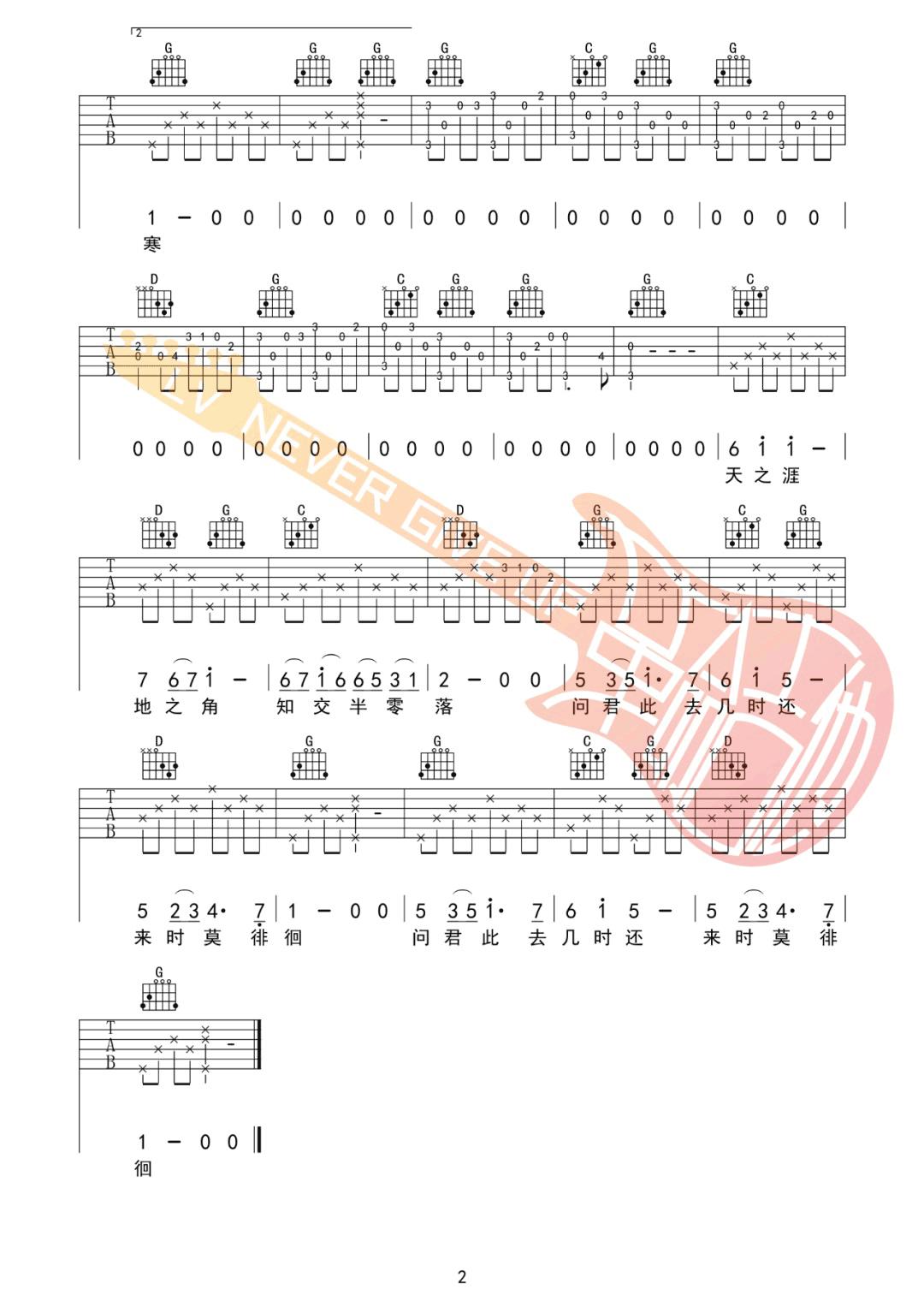 送别吉他谱2