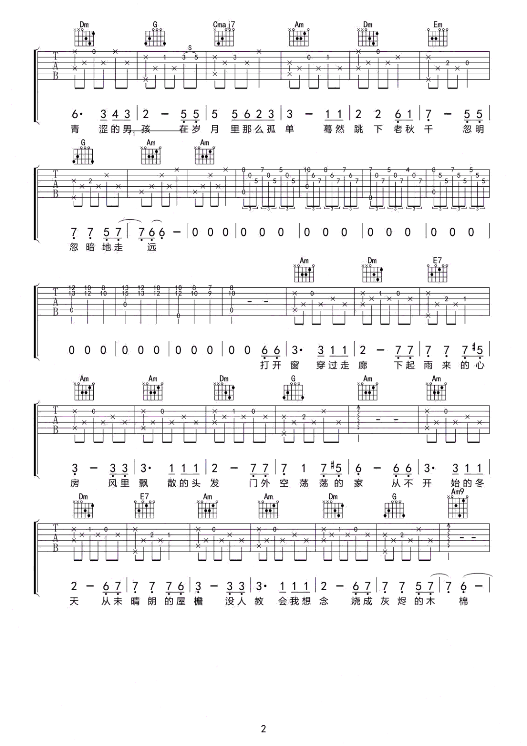 蓝色降落伞吉他谱2