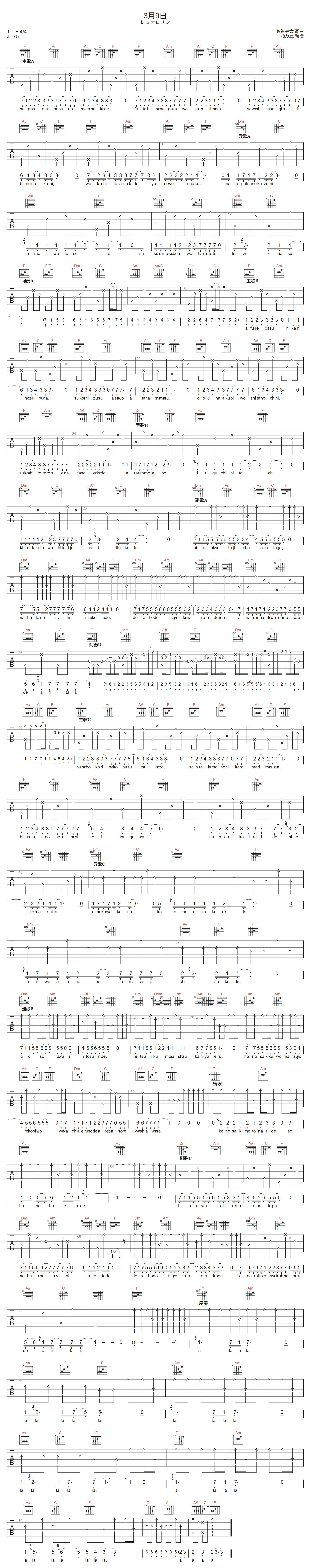 3月9日吉他谱1