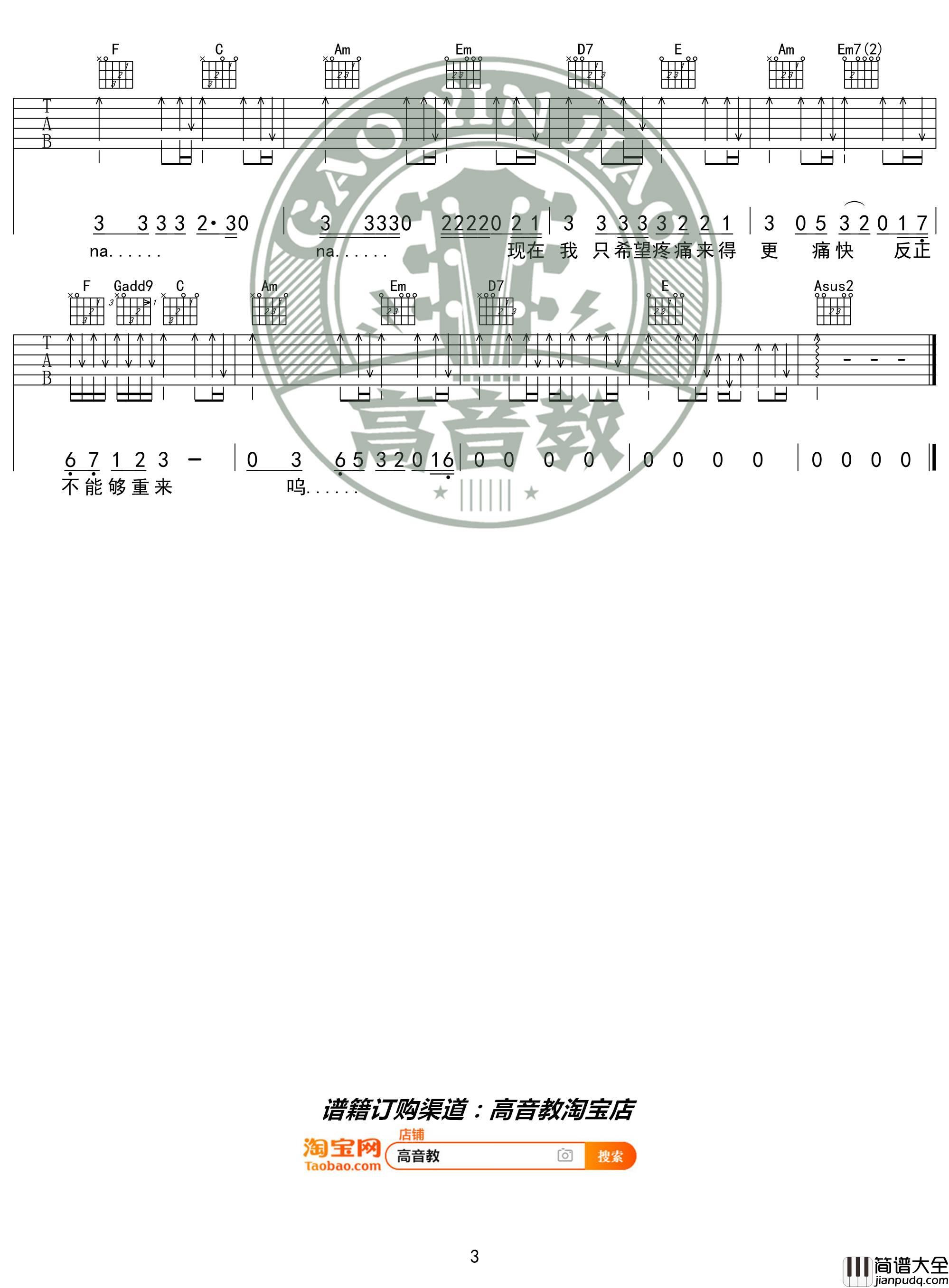 男孩吉他谱_C调入门版_高音教编配_梁博