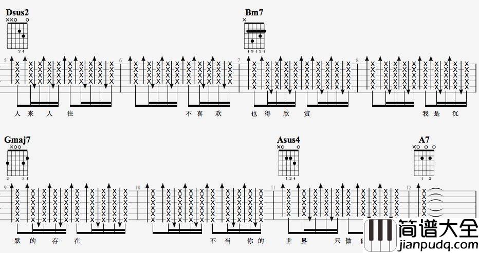 陪你度过漫长岁月吉他谱_D调精选版_7T吉他教室编配_陈奕迅