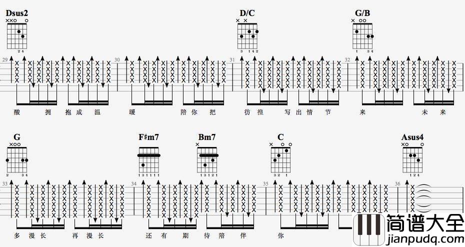 陪你度过漫长岁月吉他谱_D调精选版_7T吉他教室编配_陈奕迅