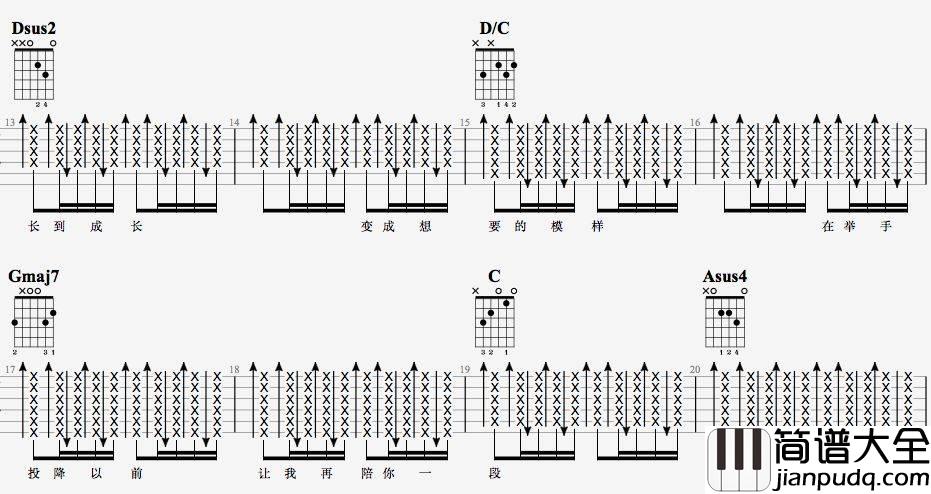陪你度过漫长岁月吉他谱_D调精选版_7T吉他教室编配_陈奕迅
