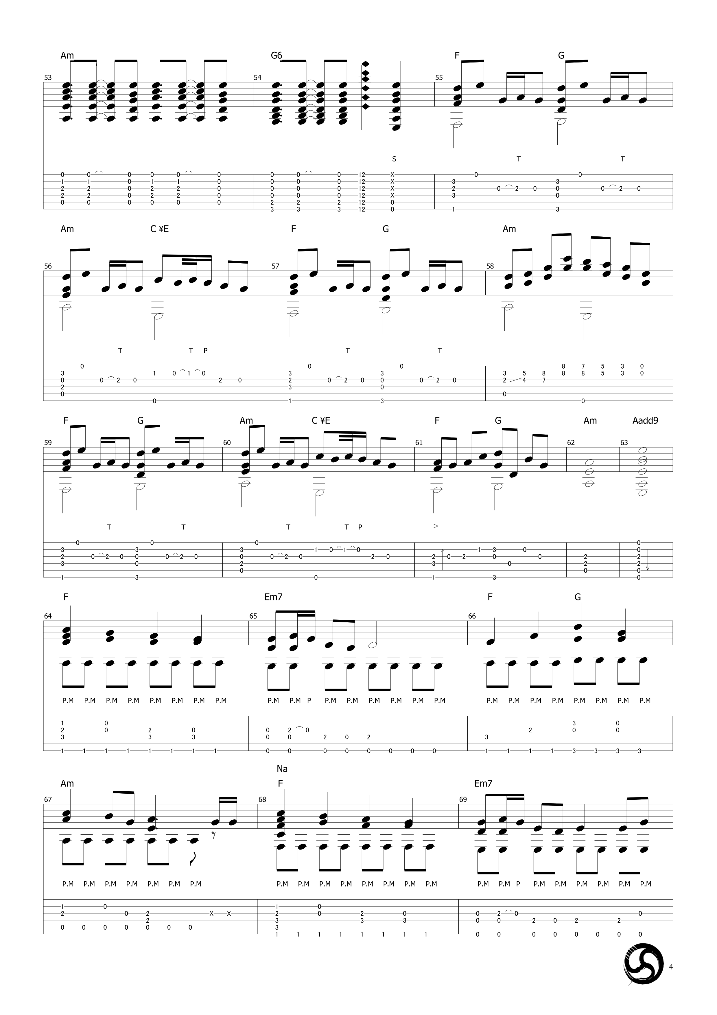 千本樱吉他谱_A调_指弹独奏谱_原版独奏_武士桑