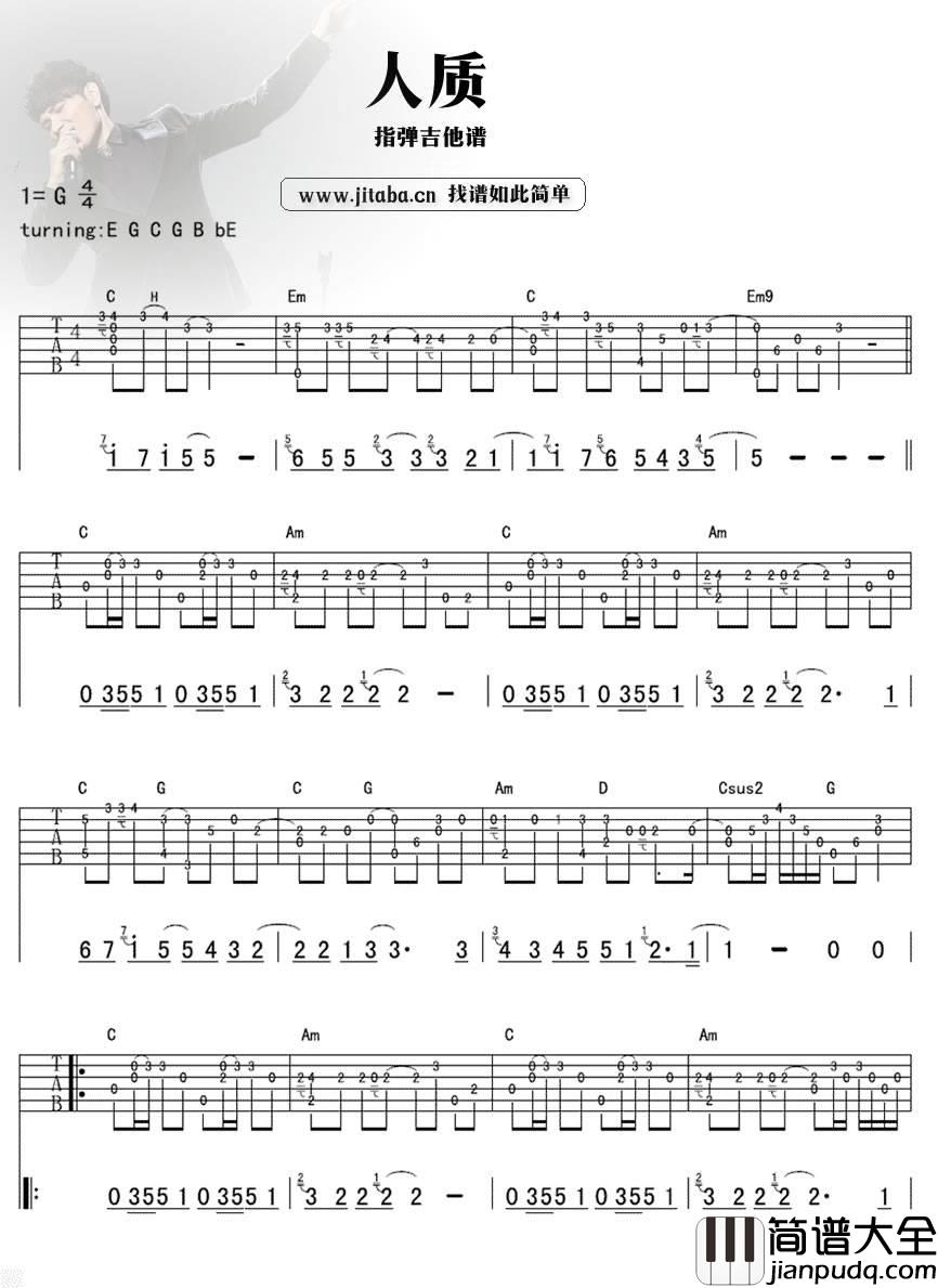 人质吉他谱_C调_吉他吧编配_张惠妹