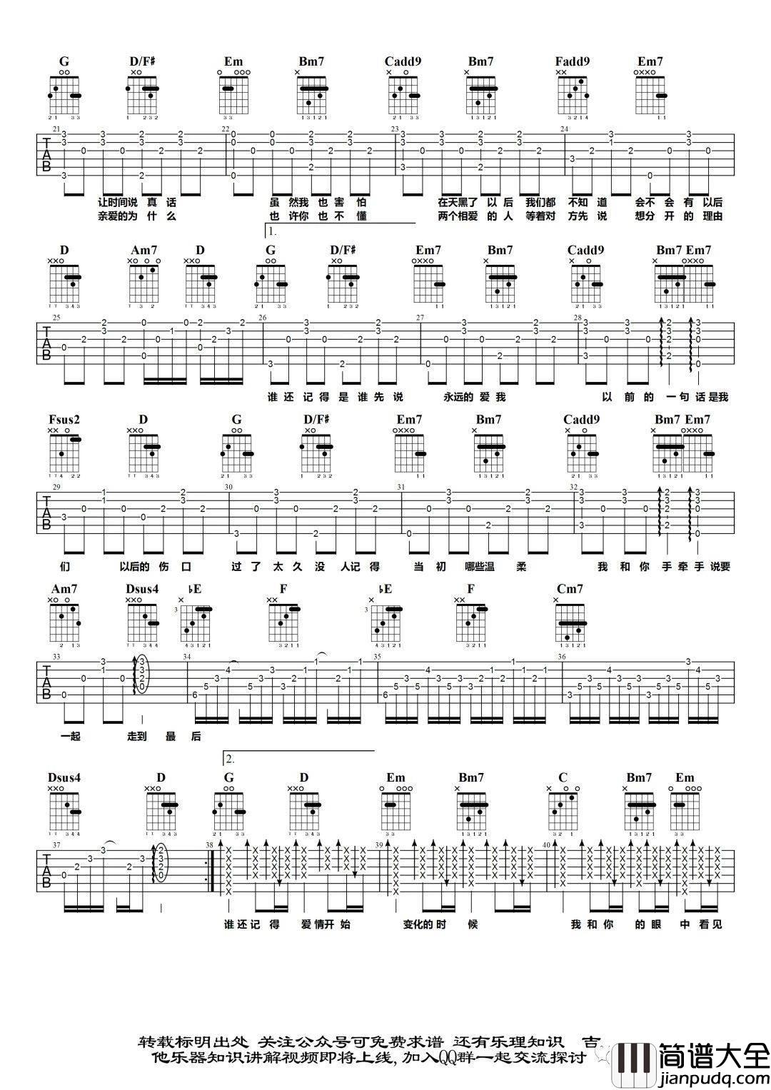 记得吉他谱_G调原版_捷诚吉他教室编配_林俊杰