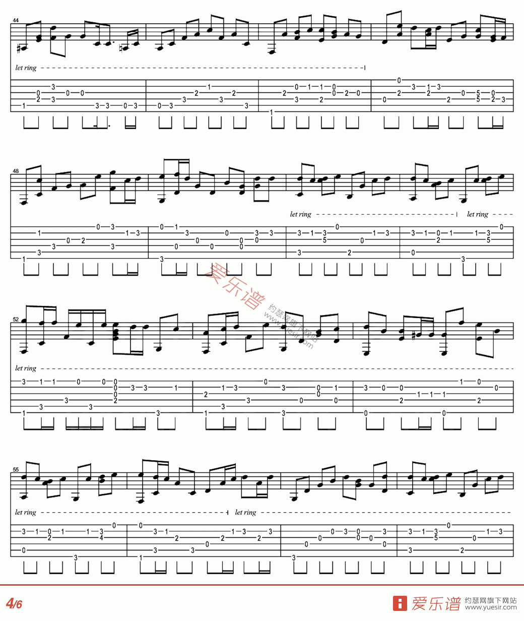 如果我变成回忆指弹谱_六线谱_爱乐谱编配_Tank