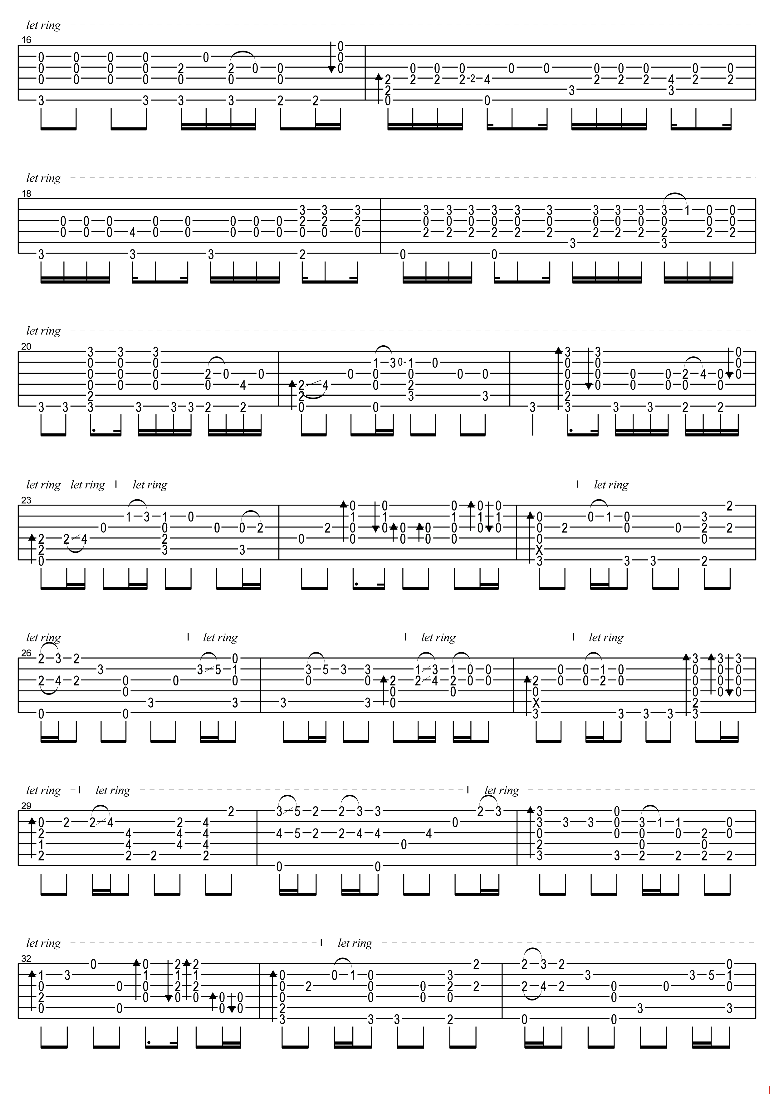 晴天指弹谱_卢家宏版_ycteamo编配_周杰伦