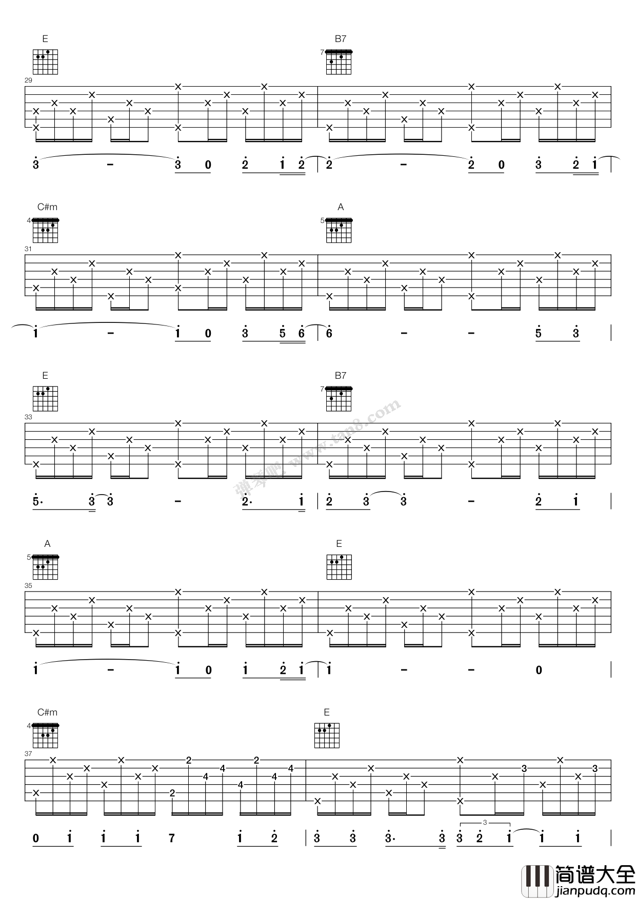 乡村路带我回家吉他谱_E调六线谱_弹吧编配_John_Denver