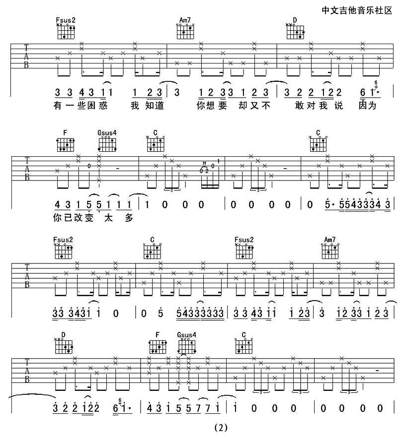 下个星期去英国吉他谱_C调_中文吉他音乐社区编配_陈绮贞