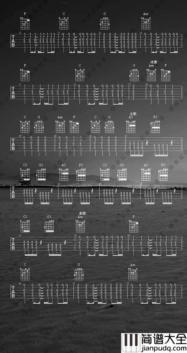 我绝对不能失去你吉他谱_C调_最新吉他谱编配_GALA乐队