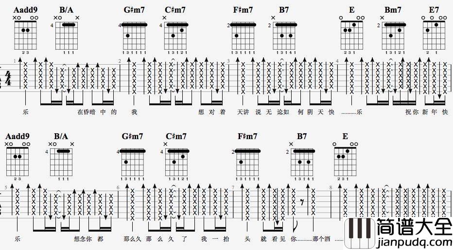 阴天快乐吉他谱_7T吉他教室编配_陈奕迅