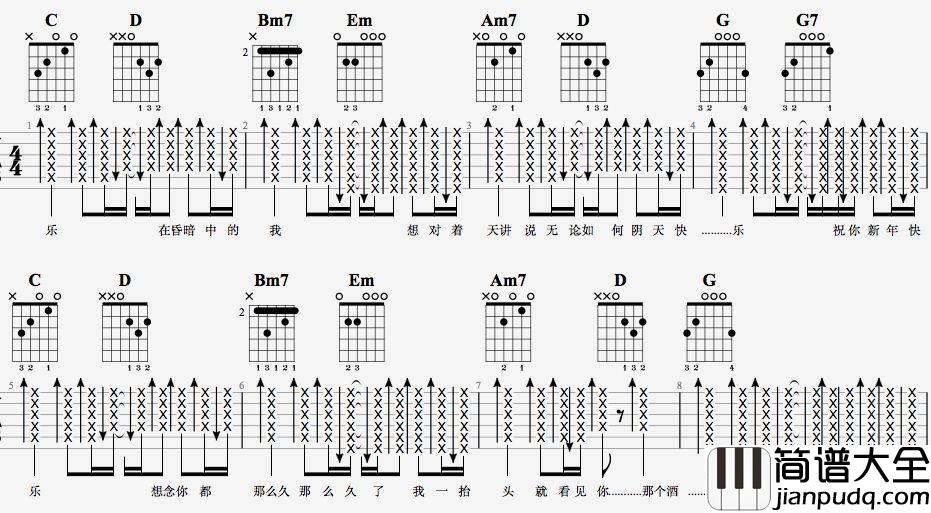 阴天快乐吉他谱_7T吉他教室编配_陈奕迅