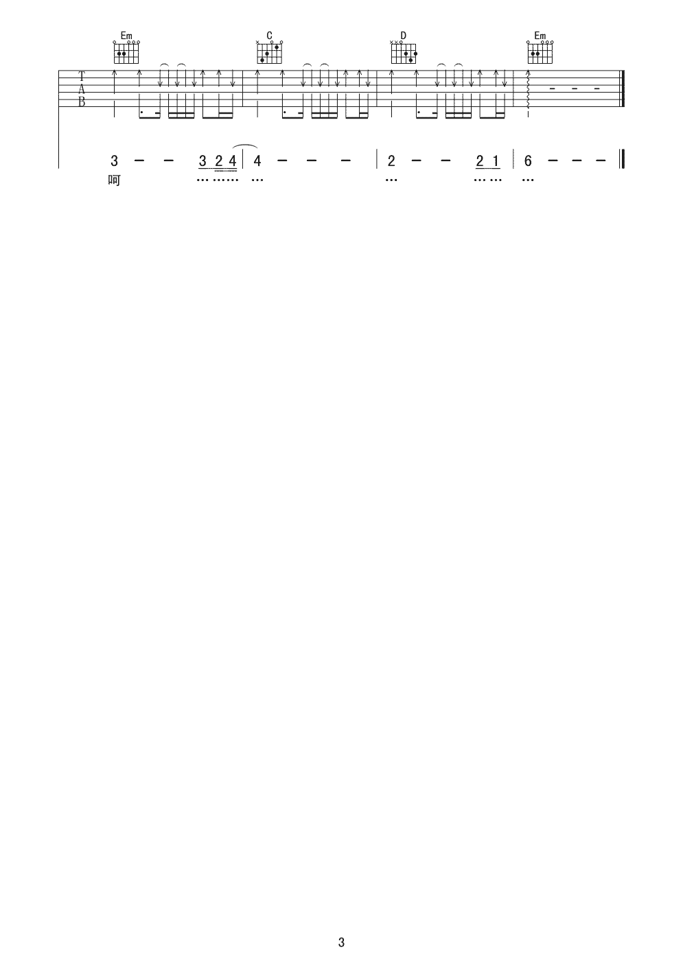 有没有人告诉你吉他谱_G调夹一品_华艺琴行编配_陈楚生