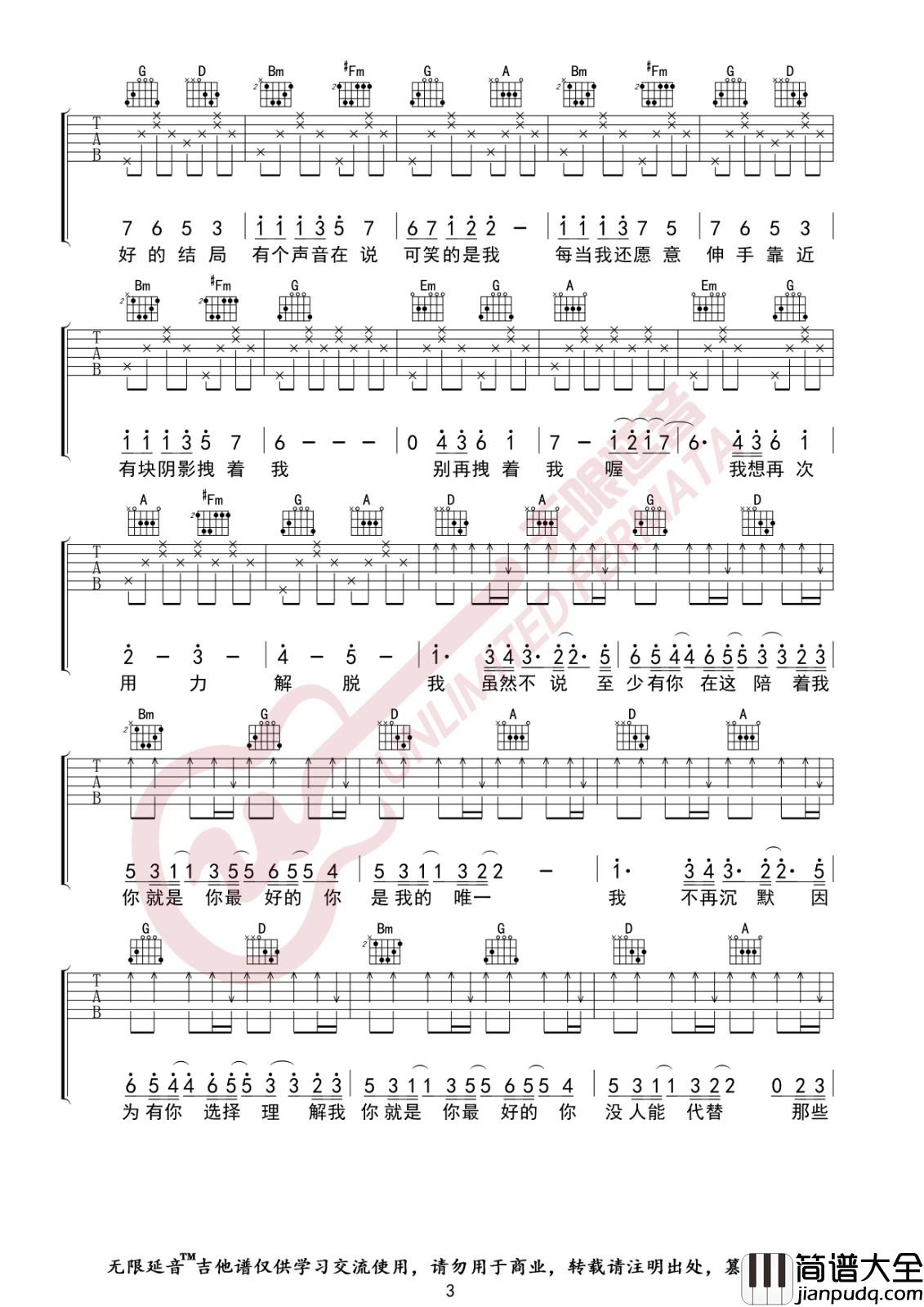 与火星的孩子对话吉他谱_D调精选版_无限延音编配_华晨宇