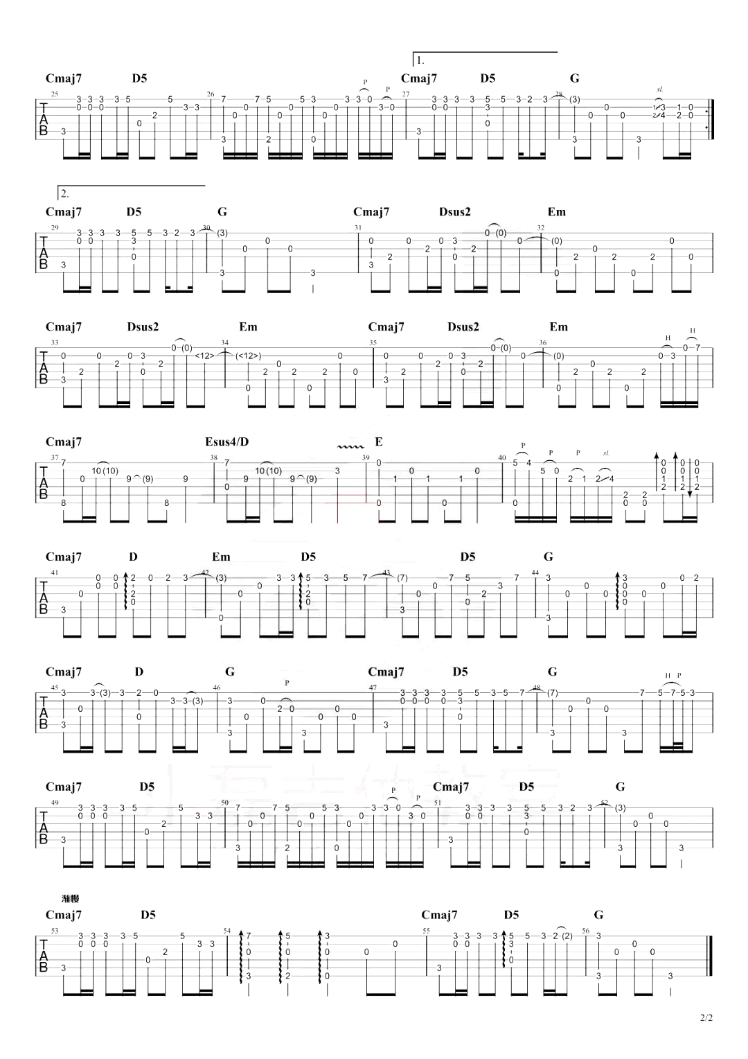 beyond_海阔天空_指弹吉他谱_独奏六线谱_吉他演示/教学