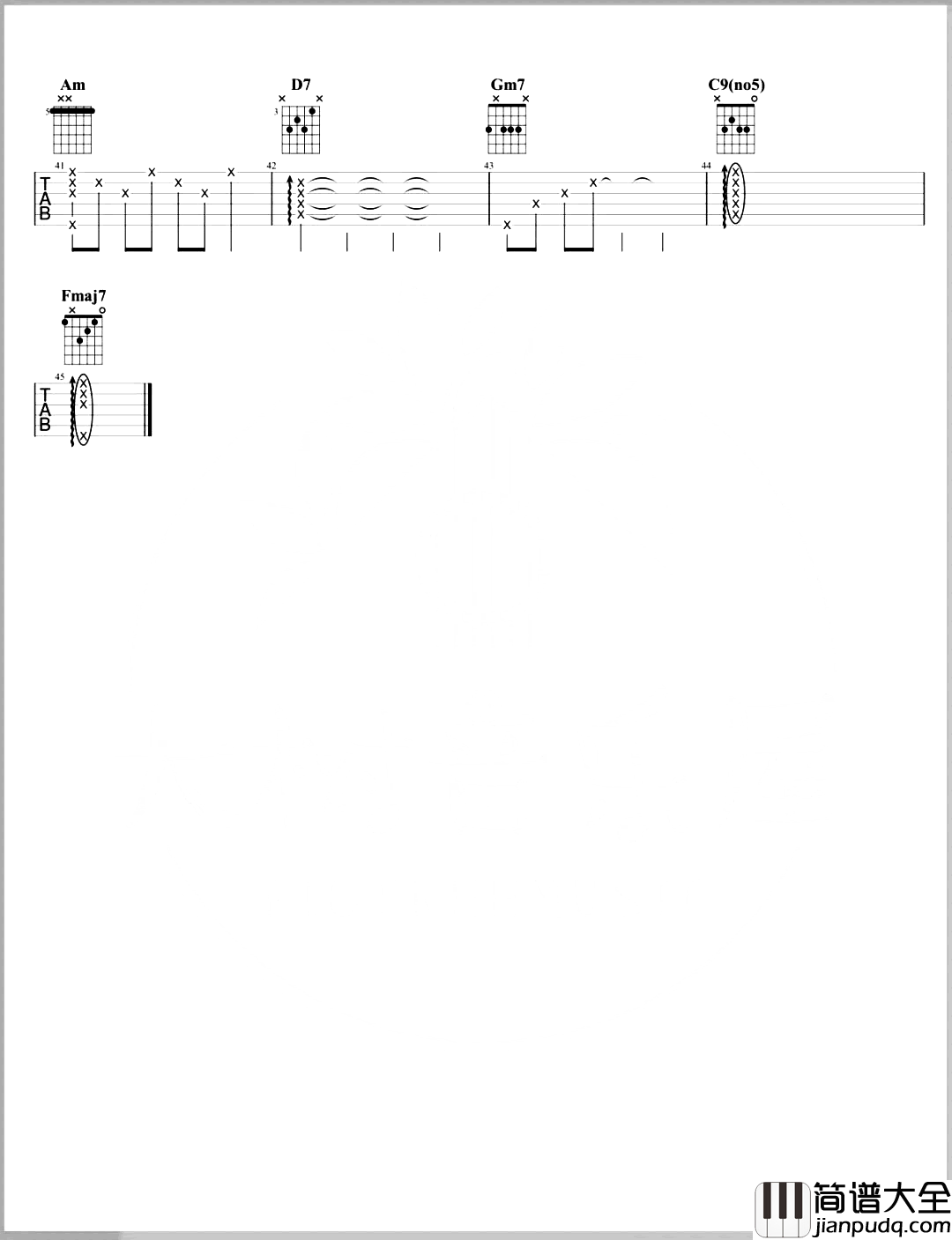 浪费吉他谱_林宥嘉_F调女生版__浪费_吉他演示/教学