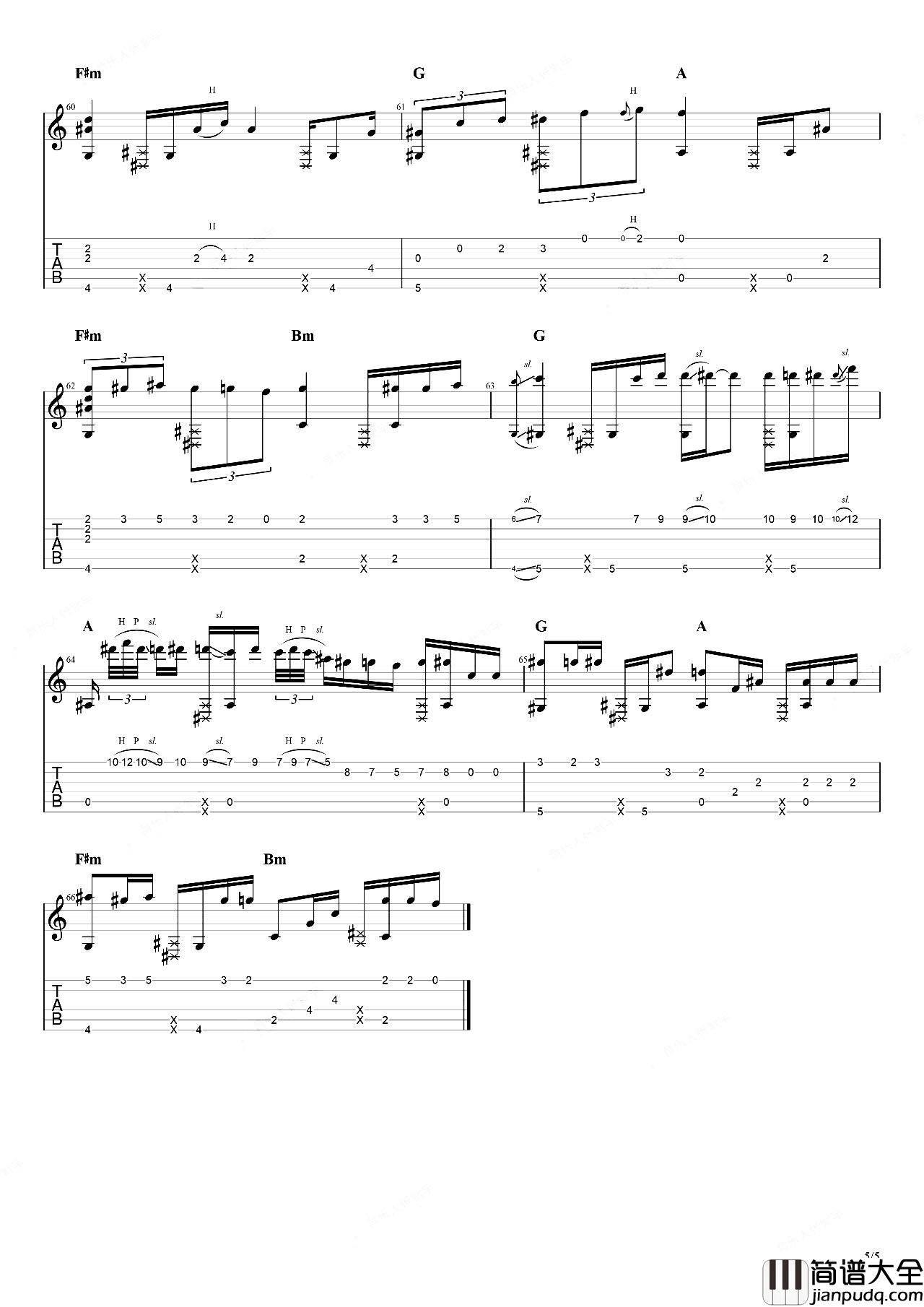 _后来_指弹吉他谱_刘若英__后来_独奏六线谱【演示+教学】