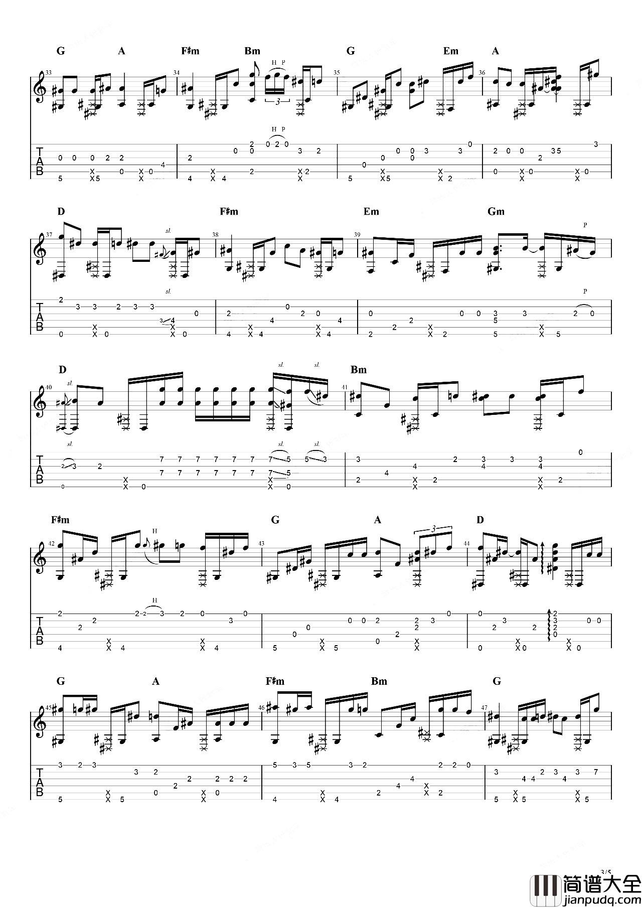 _后来_指弹吉他谱_刘若英__后来_独奏六线谱【演示+教学】