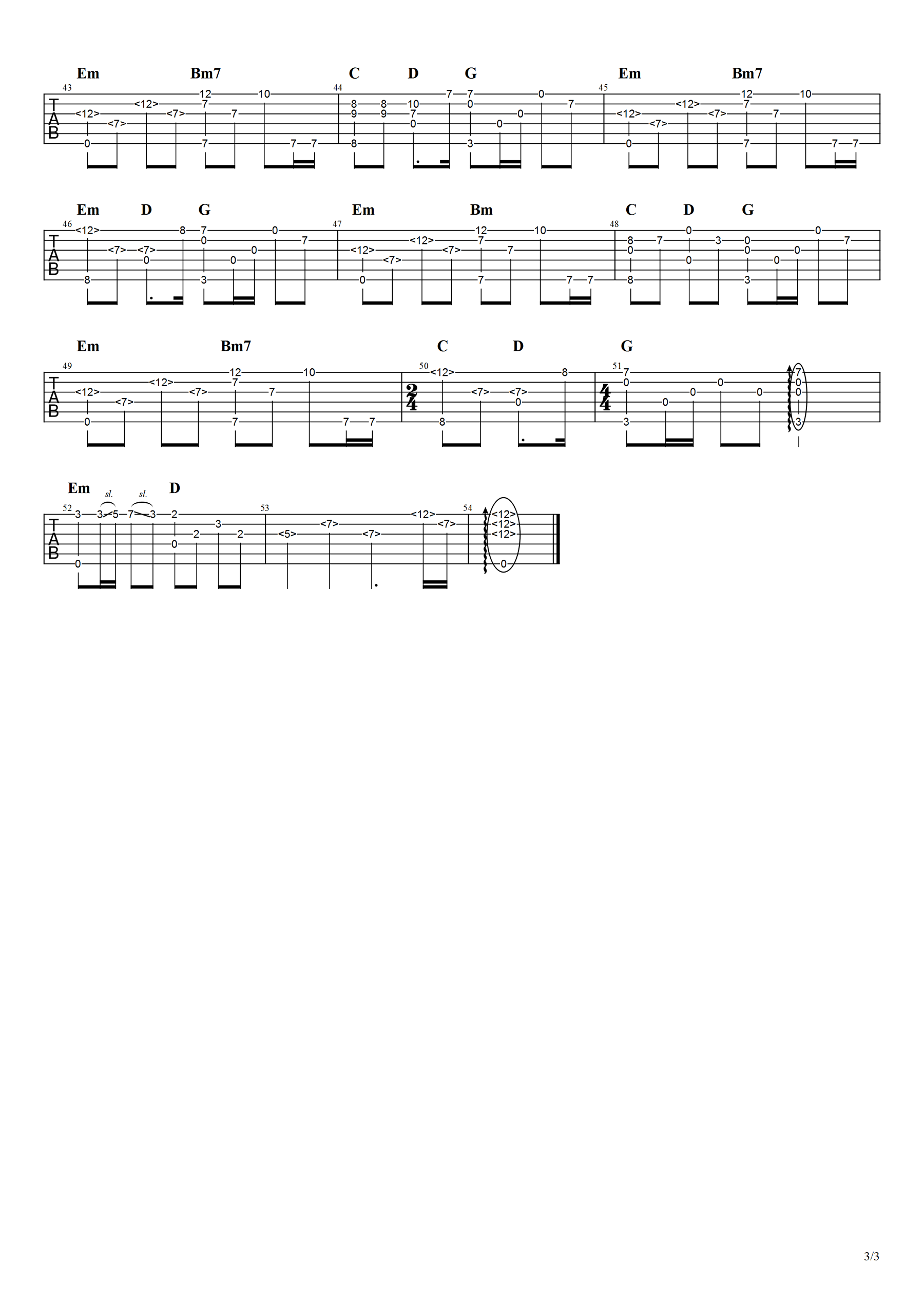 _美丽的神话_指弹吉他谱_吉他指弹演示__神话_主题曲