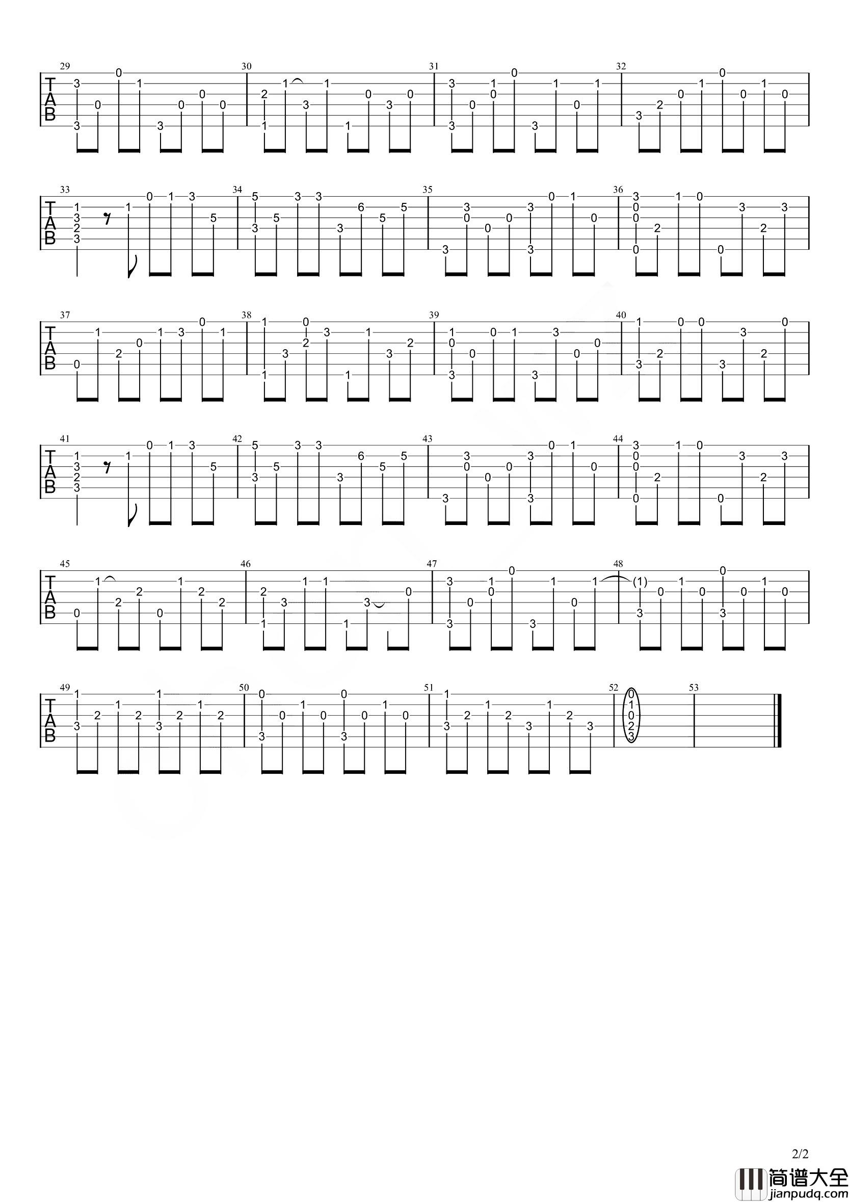 你不知道的事指弹吉他谱_吉他独奏六线谱【指弹独奏演示】