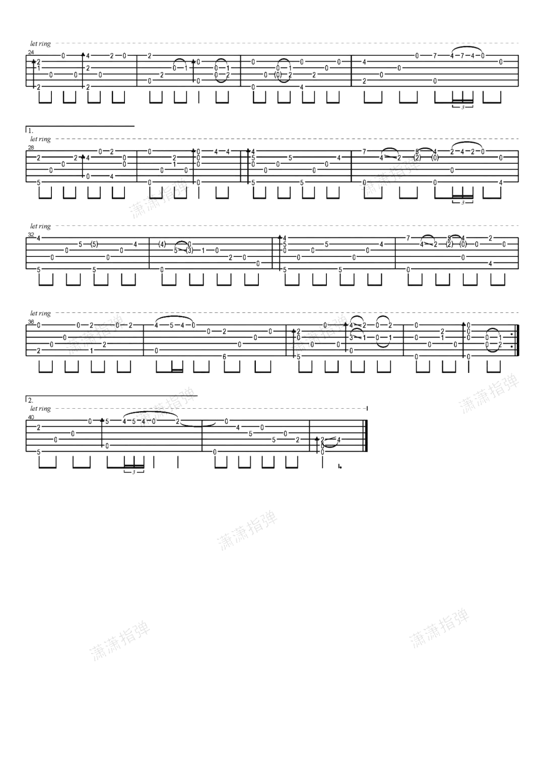Flower指弹吉他谱_岸部真明__Flower_独奏六线谱_指弹演示视频