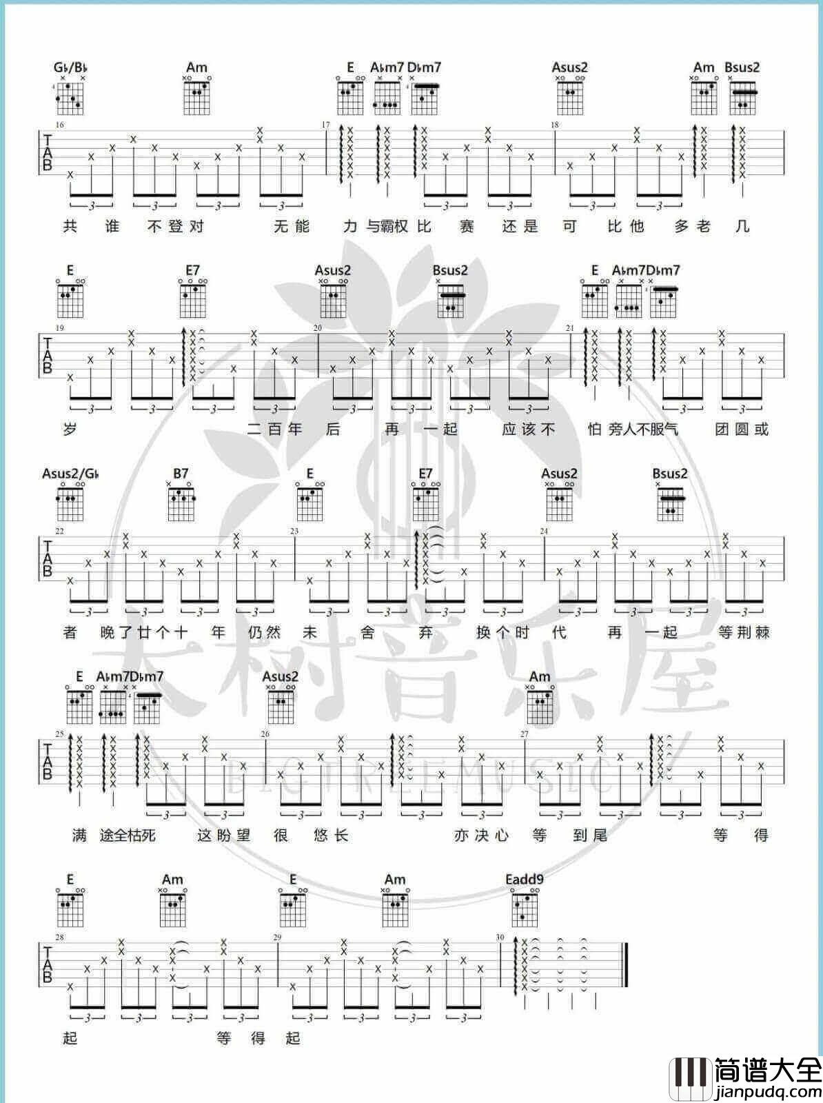 命硬吉他谱_侧田__命硬_E调弹唱六线谱_高清图片谱