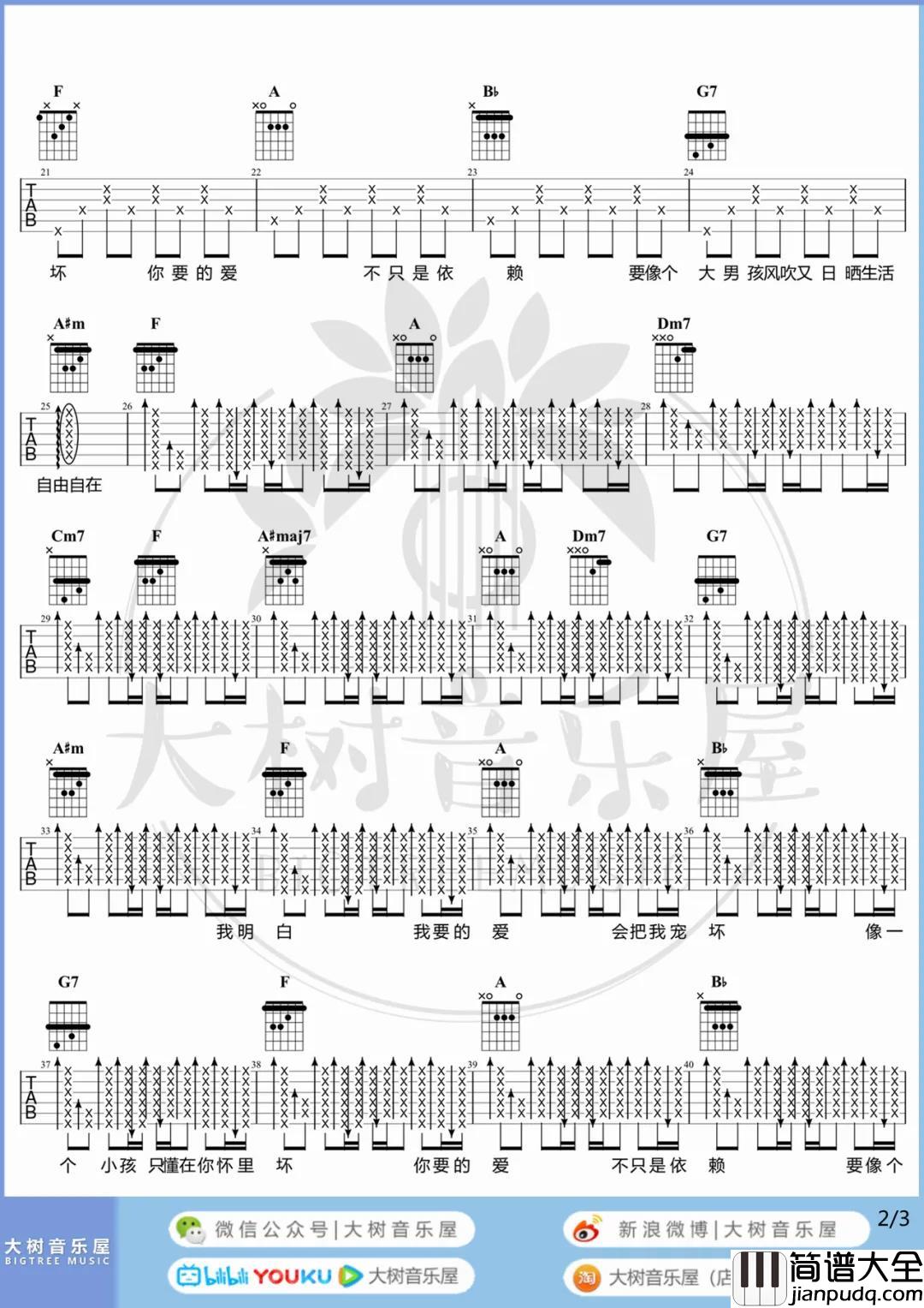 你要的爱吉他谱_戴佩妮_F调原版六线谱_吉他弹唱演示 你要的爱吉他谱_戴佩妮_F调原版六线谱_吉他弹唱演示