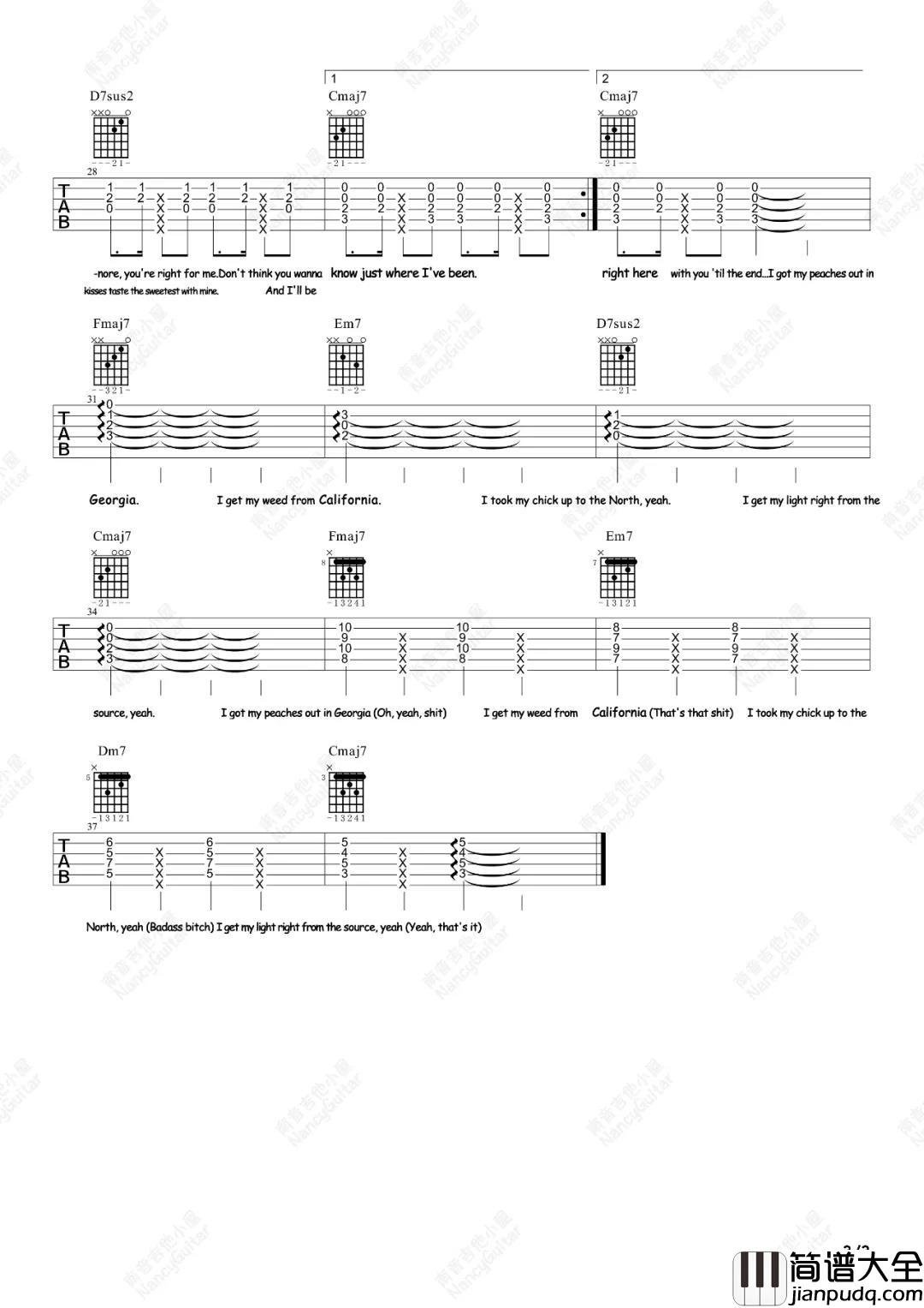 Peaches吉他谱_贾斯汀·比伯_女生版_吉他弹唱演示