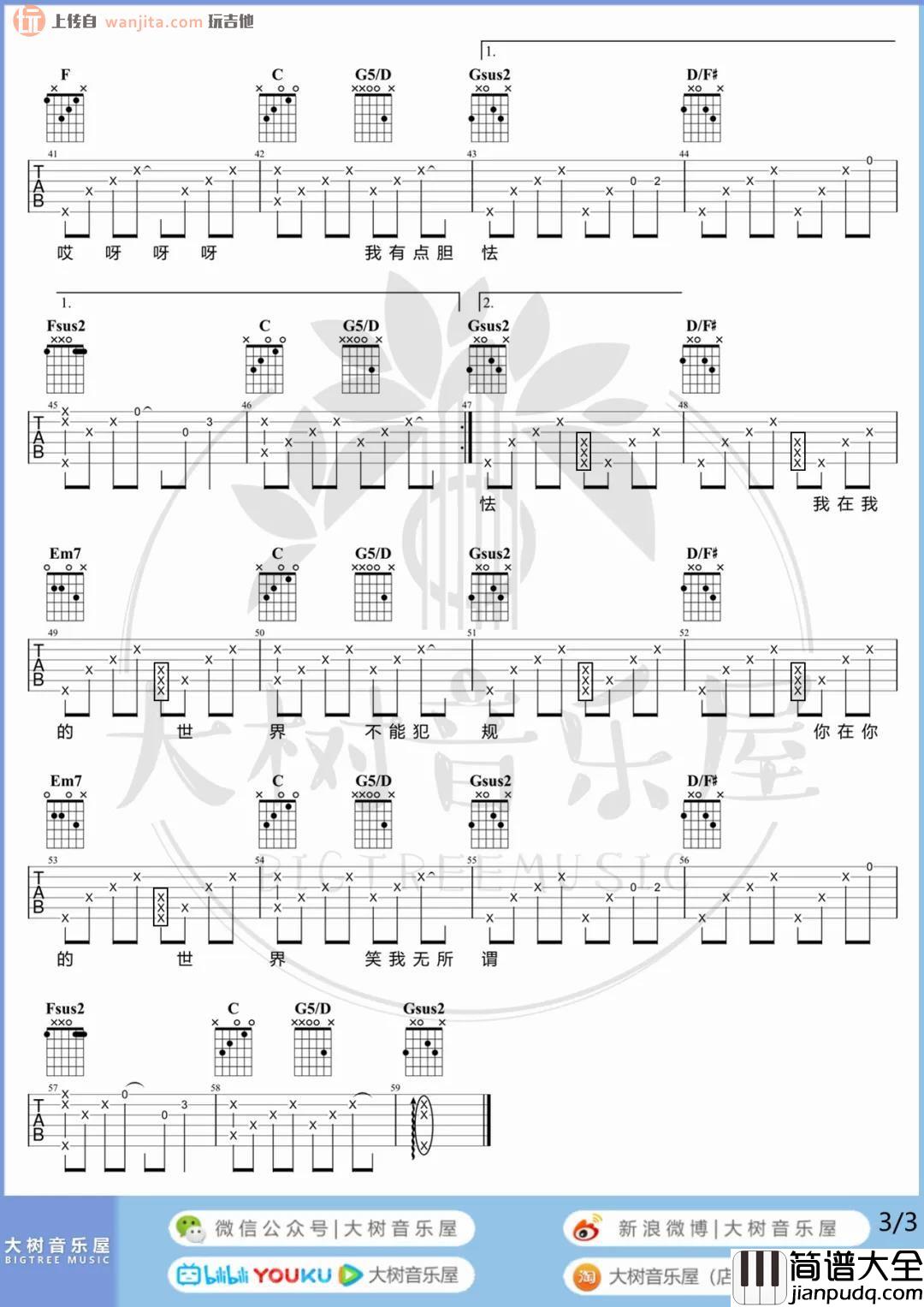 胆小鬼吉他谱_梁咏琪_G调抒情版__胆小鬼_吉他弹唱演示