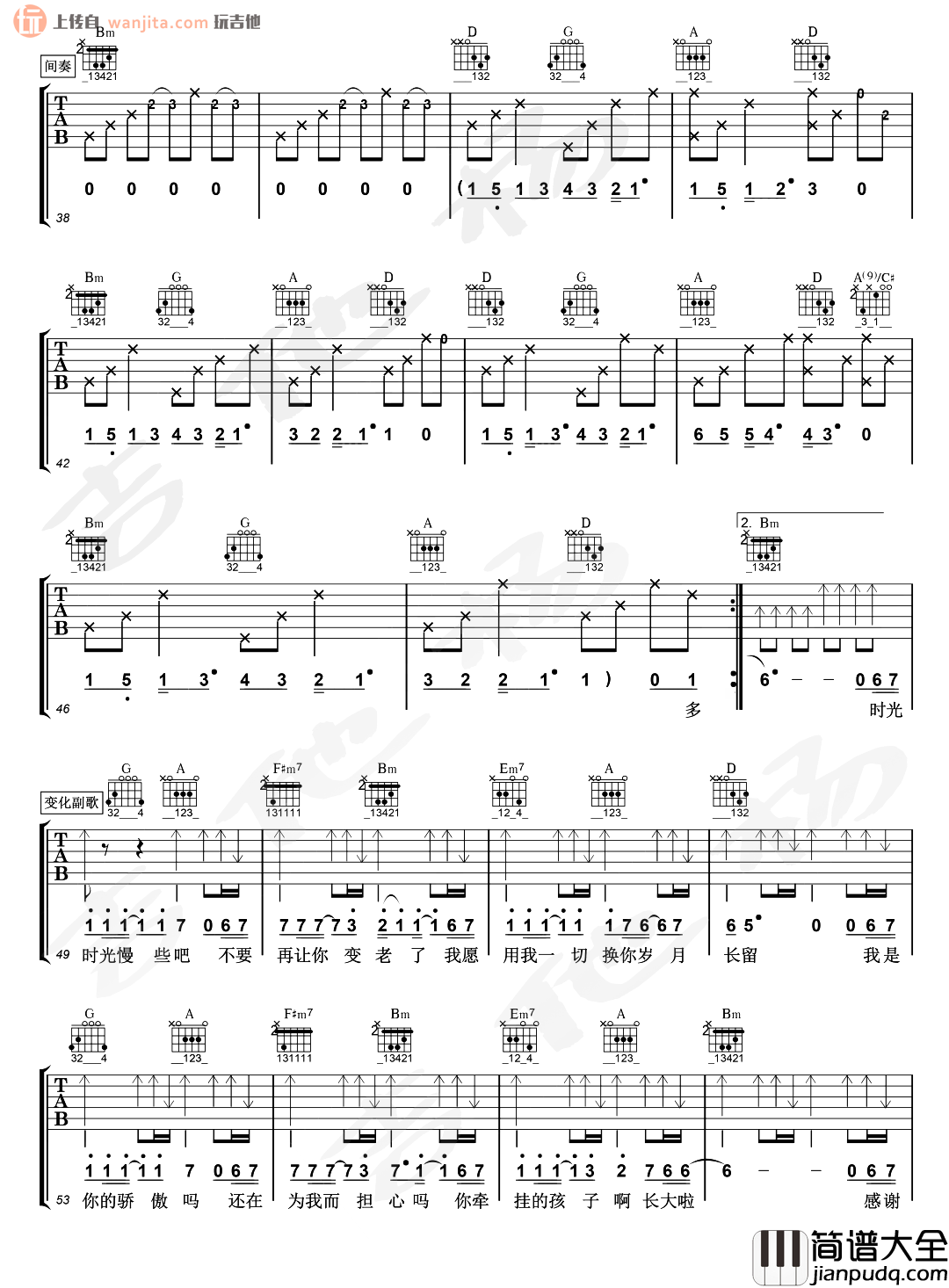 父亲吉他谱_筷子兄弟_D调六线谱_《父亲》吉他弹唱谱 父亲吉他谱_筷子兄弟_D调六线谱__父亲_吉他弹唱谱