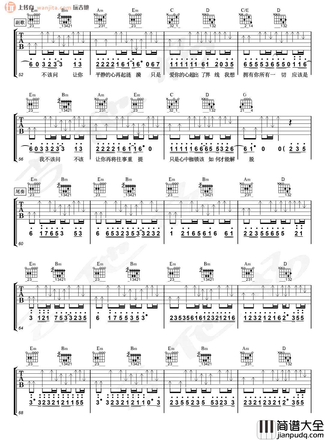 挪威的森林吉他谱_伍佰_G调原版六线谱_吉他弹唱谱 挪威的森林吉他谱_伍佰_G调原版六线谱_吉他弹唱谱