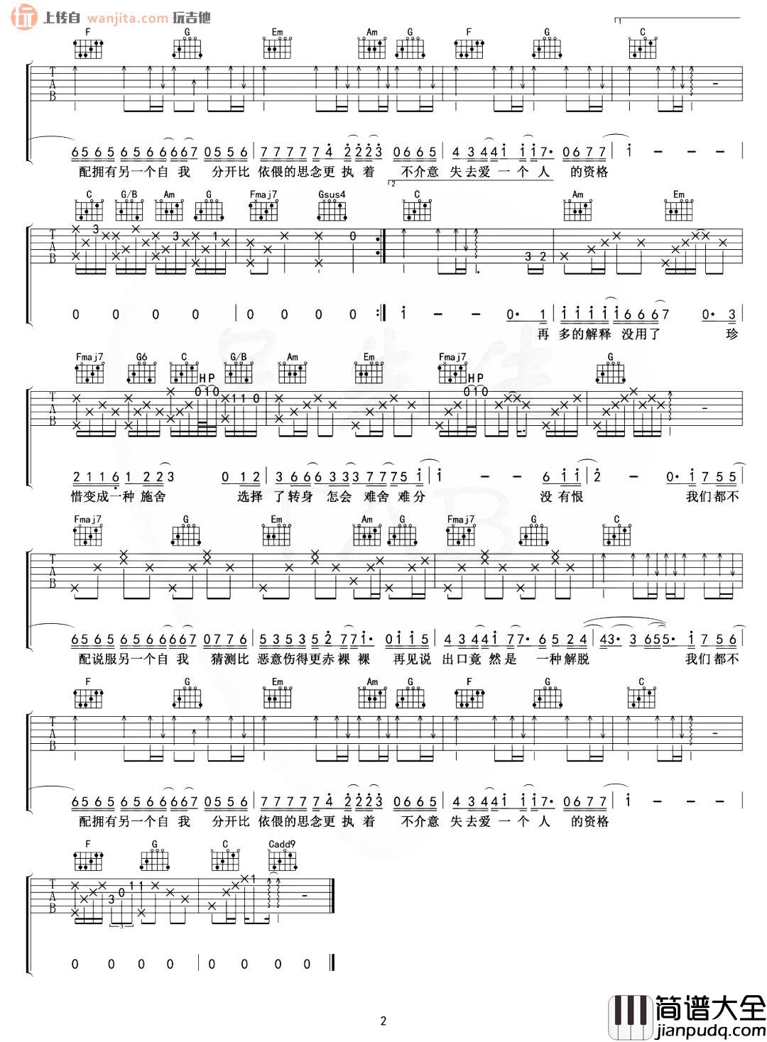 颜人中《不舍》吉他谱_C调六线谱_不舍吉他弹唱示范 颜人中_不舍_吉他谱_C调六线谱_不舍吉他弹唱示范