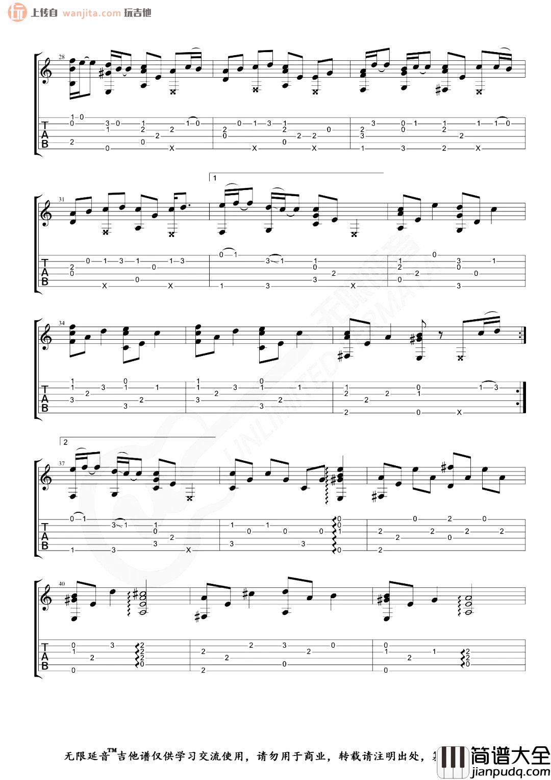 lemon指弹吉他谱_米津玄师__非自然死亡_主题曲_经典吉他独奏