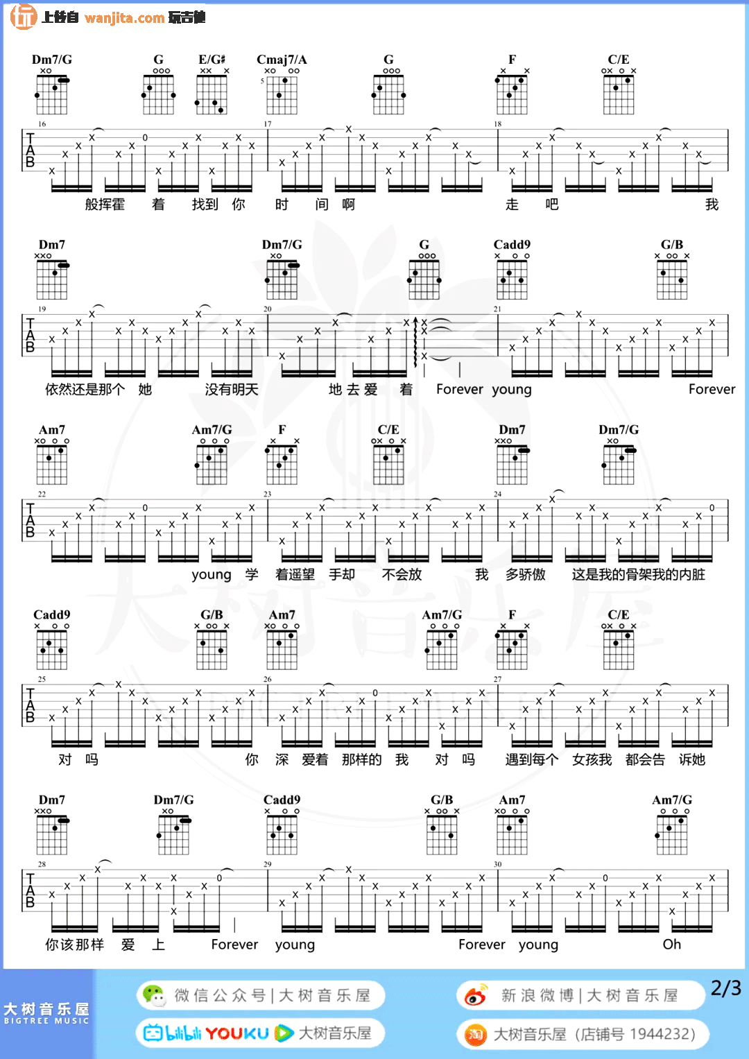 Forever Young吉他谱_艾怡良_C调图片谱_吉他弹唱教学视频 Forever_Young吉他谱_艾怡良_C调图片谱_吉他弹唱教学视频