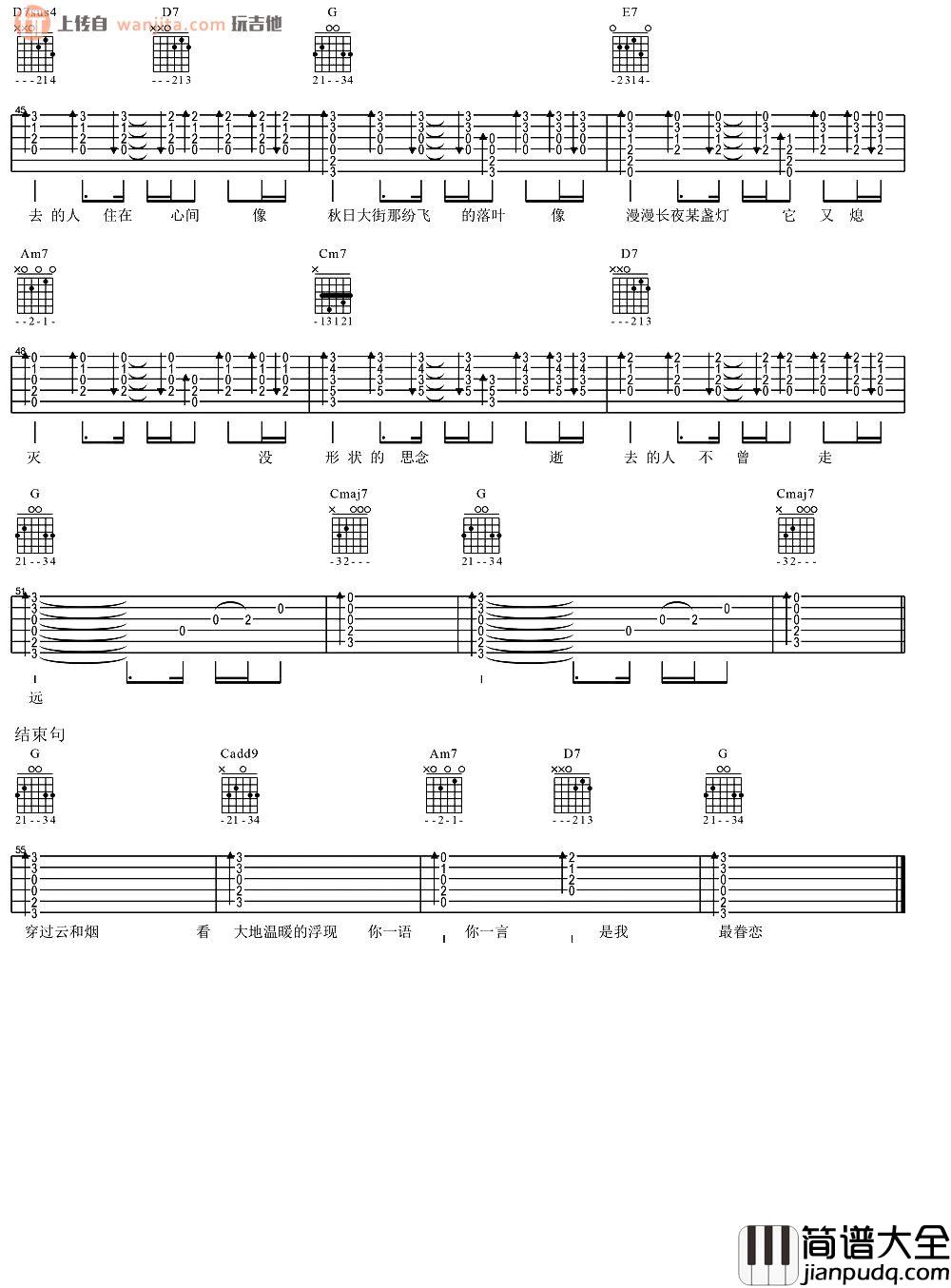 逝去的歌吉他谱_旅行团乐队_扫弦原版六线谱_吉他弹唱演示