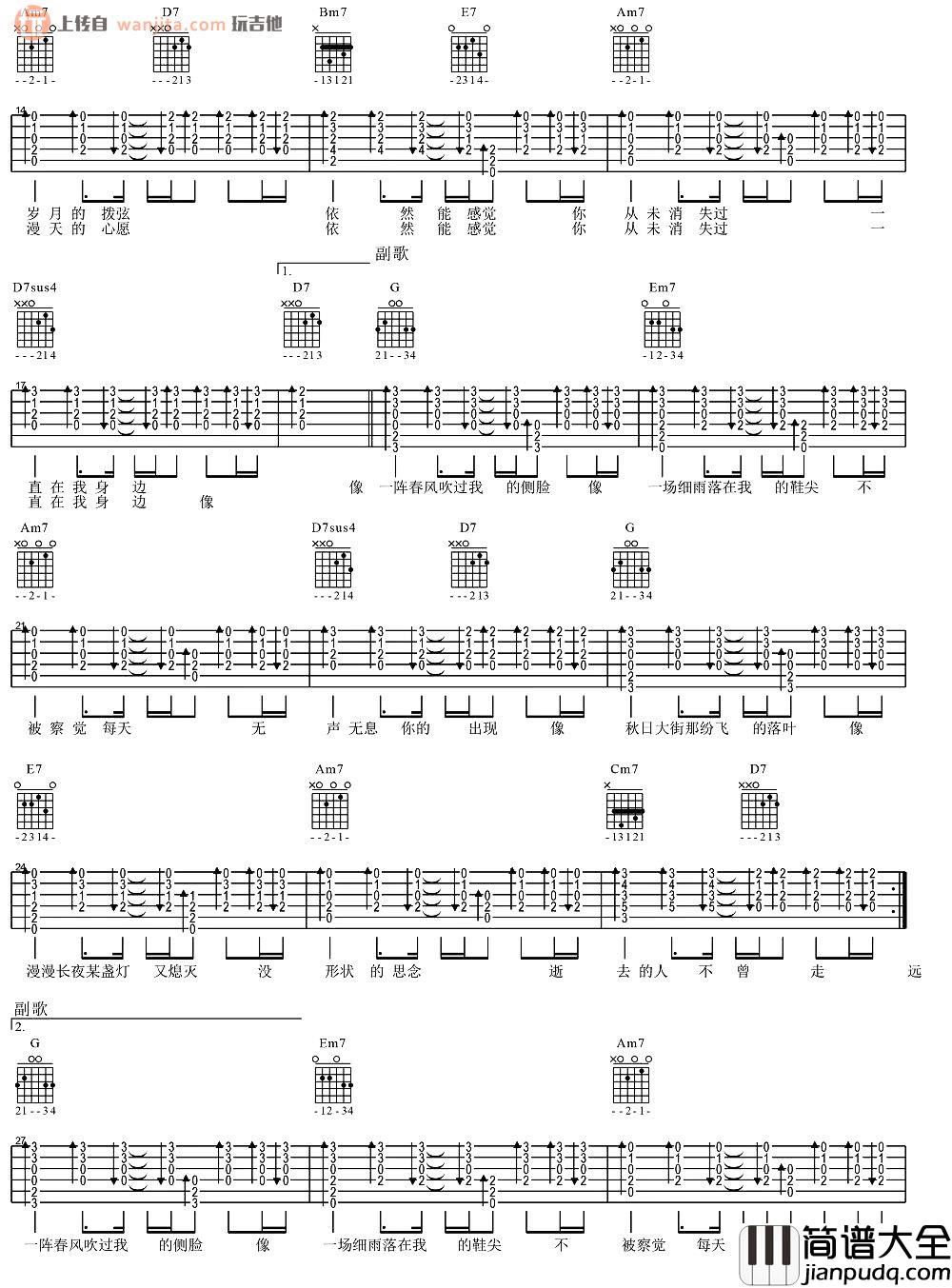 逝去的歌吉他谱_旅行团乐队_扫弦原版六线谱_吉他弹唱演示