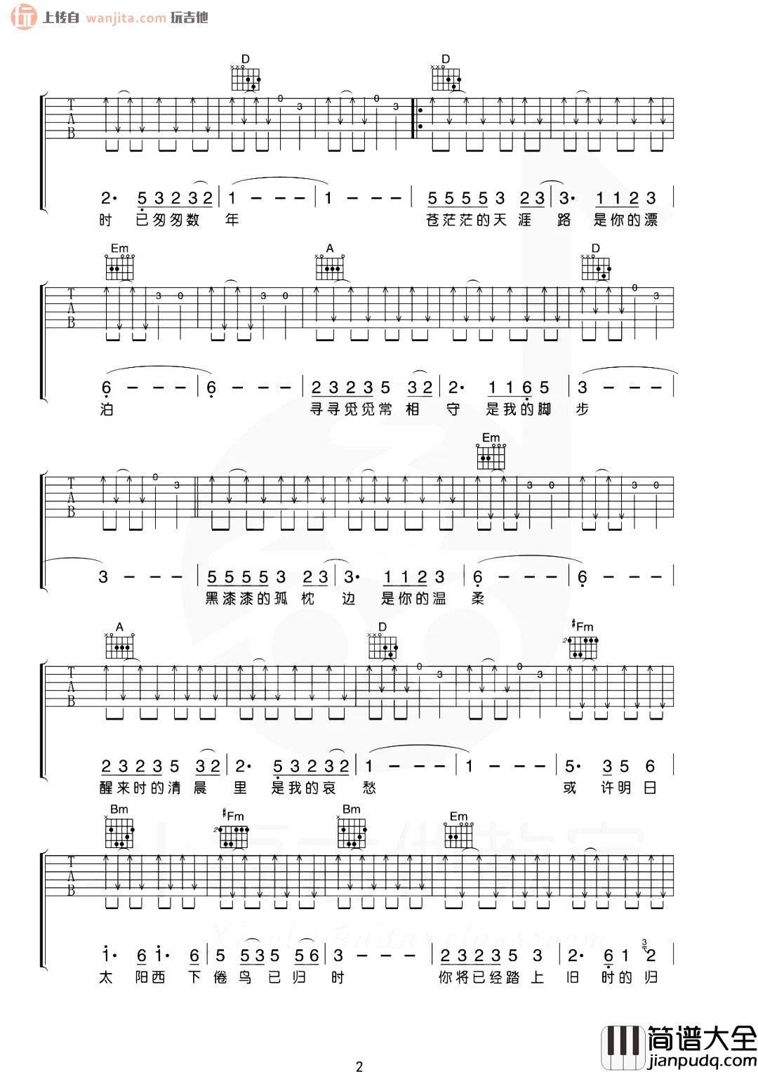 恋曲1990吉他谱_罗大佑_D调原版六线谱_吉他弹唱教学