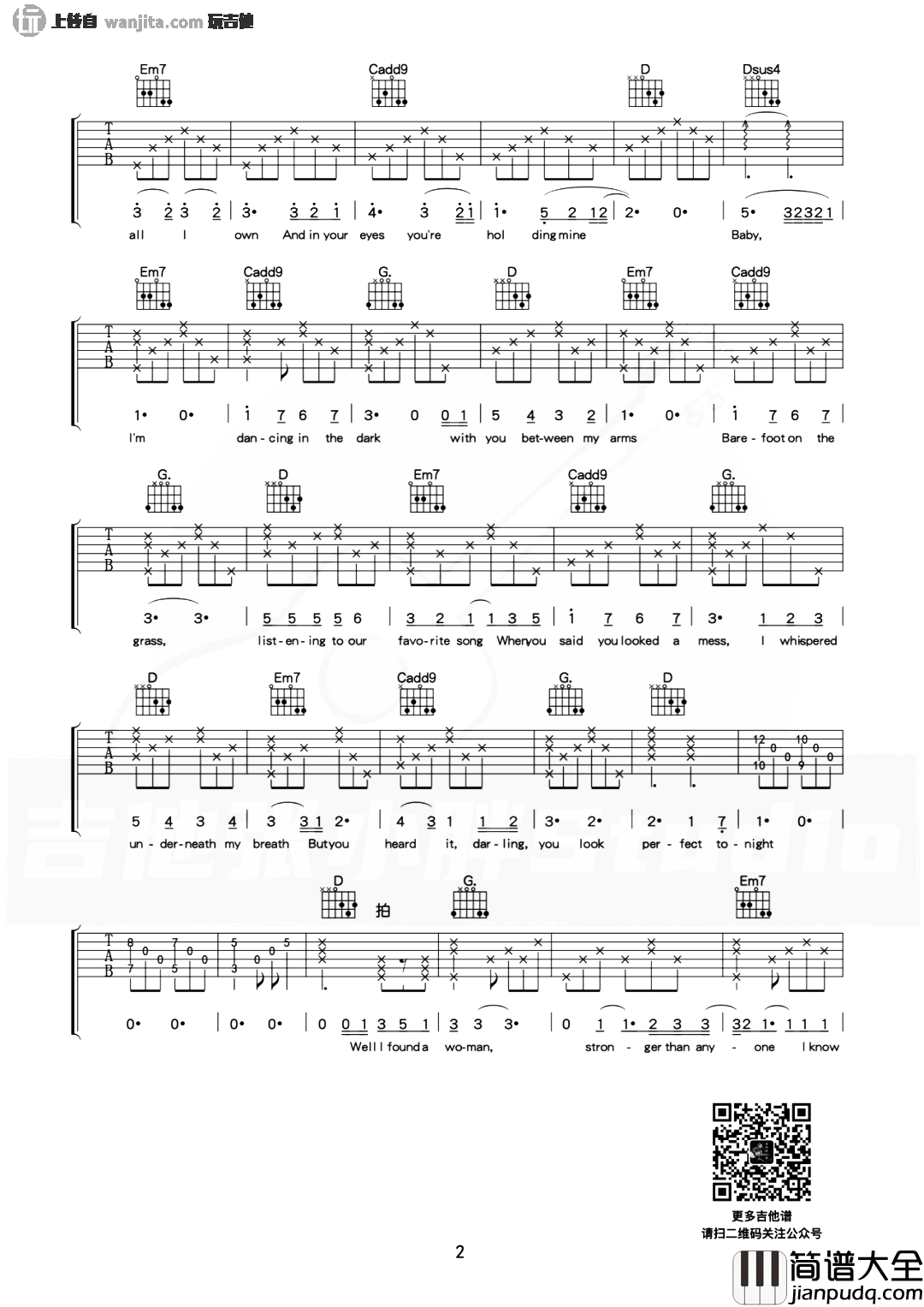 perfect吉他谱_艾德·希兰_G调原版六线谱_高清图片谱