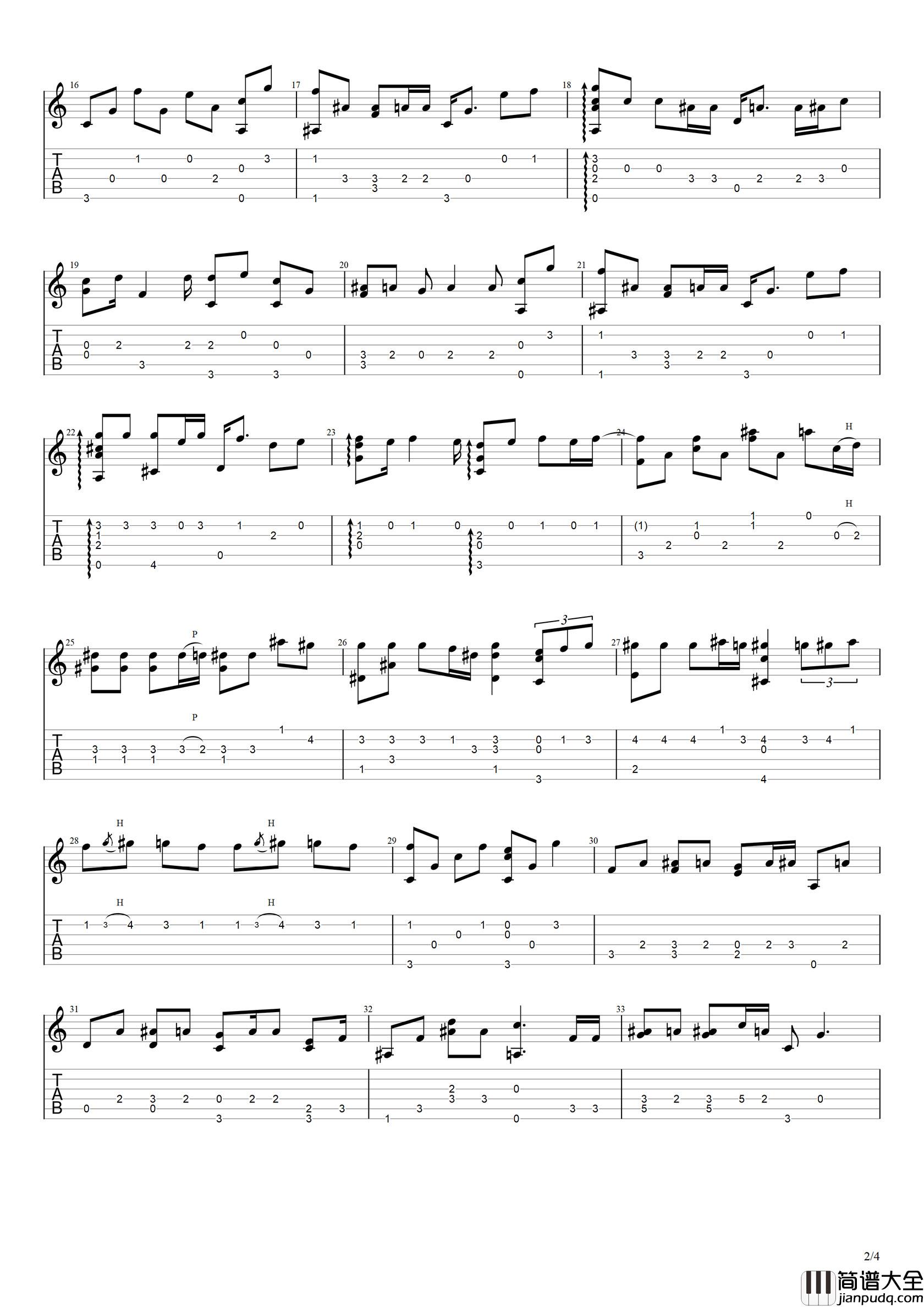 搁浅指弹吉他谱_周杰伦_吉他弹唱独奏__搁浅_高清图片谱