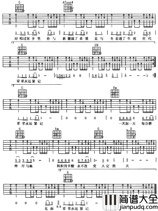 农民吉他谱_beyond_G调扫弦六线谱_《农民》吉他弹唱谱 农民吉他谱_beyond_G调扫弦六线谱__农民_吉他弹唱谱