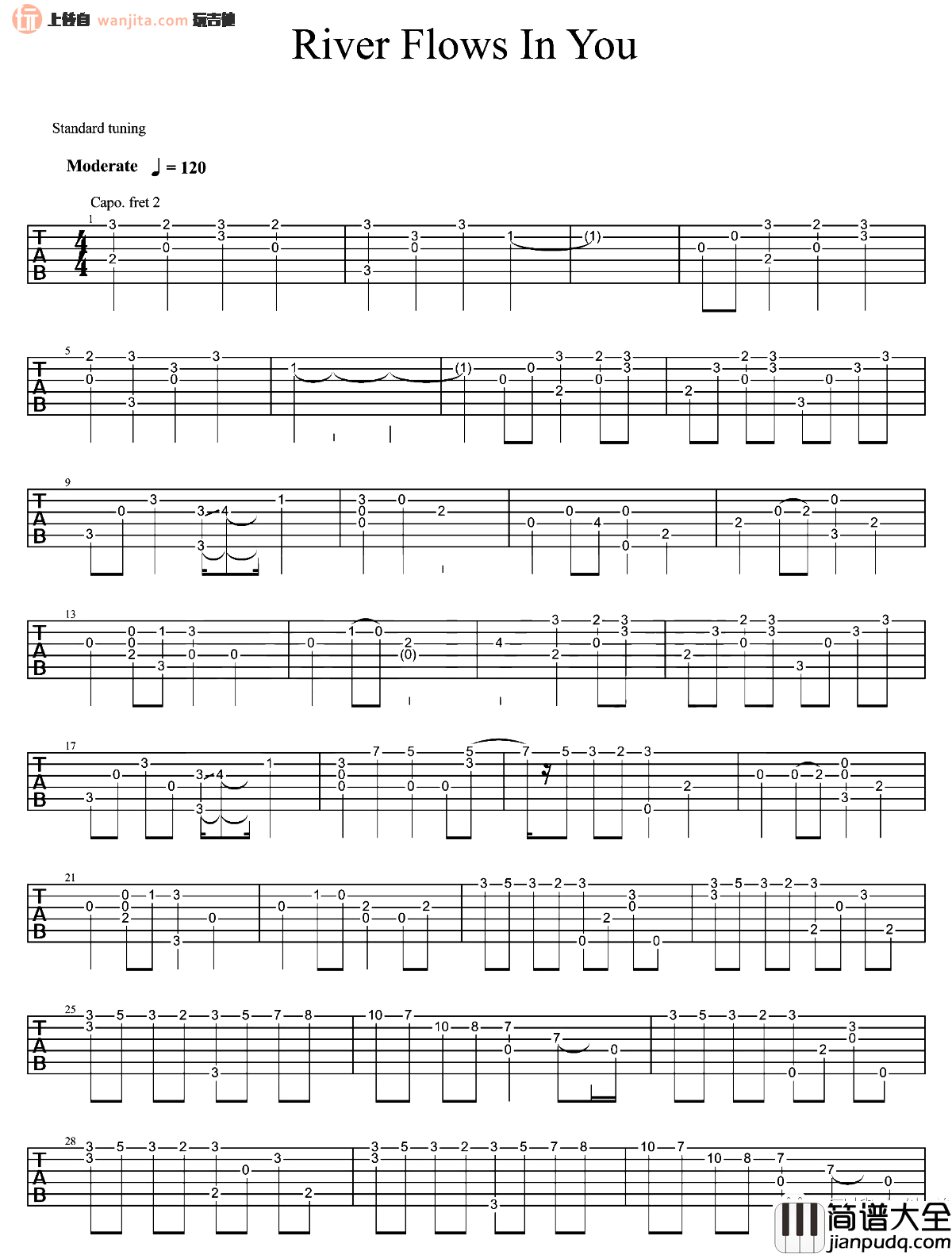 你的心河吉他谱_李闰珉_吉他弹唱独奏_高清图片谱 你的心河吉他谱_李闰珉_吉他弹唱独奏_高清图片谱