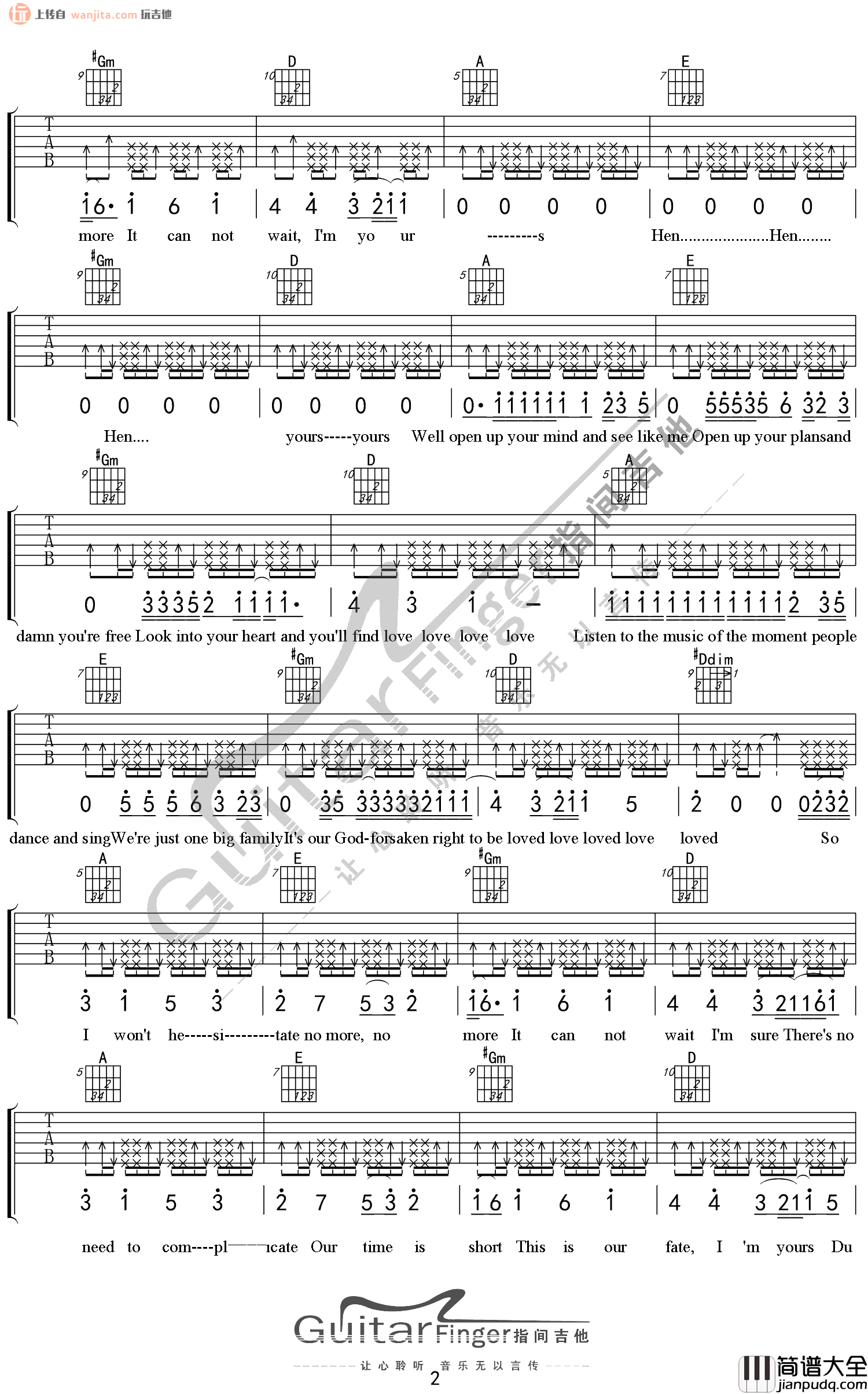 I_am_Yours吉他谱_杰森·玛耶兹_B调原版弹唱六线谱