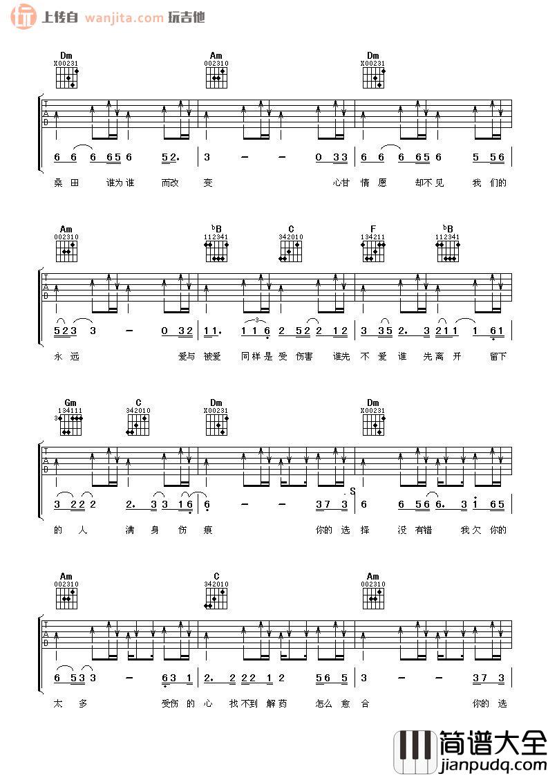 《你的选择》吉他谱_易欣_F调弹唱六线谱_高清图片谱 _你的选择_吉他谱_易欣_F调弹唱六线谱_高清图片谱