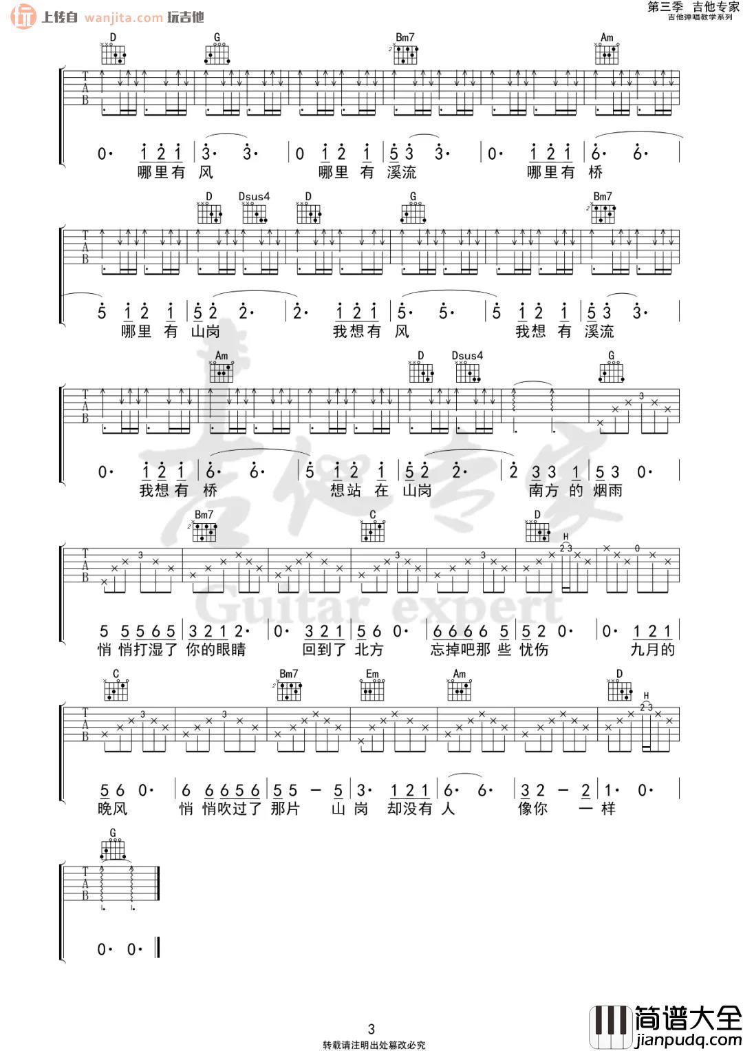 _没有人像你一样_吉他谱_王峥嵘_G调原版弹唱六线谱_西北民谣
